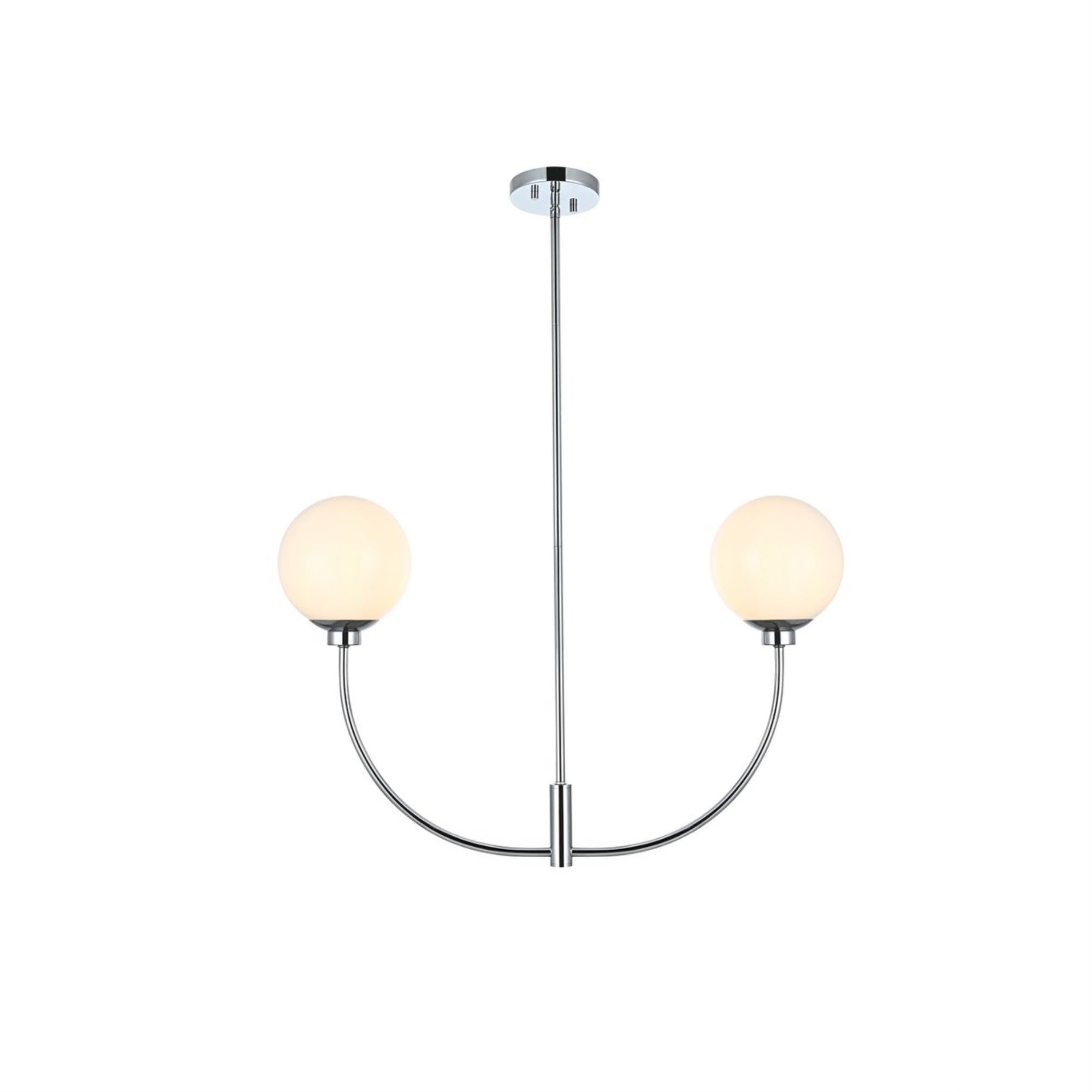 Living District 2-Light Chandelier, Metal/Glass, 19in, Chrome/White, Model LD816D30C