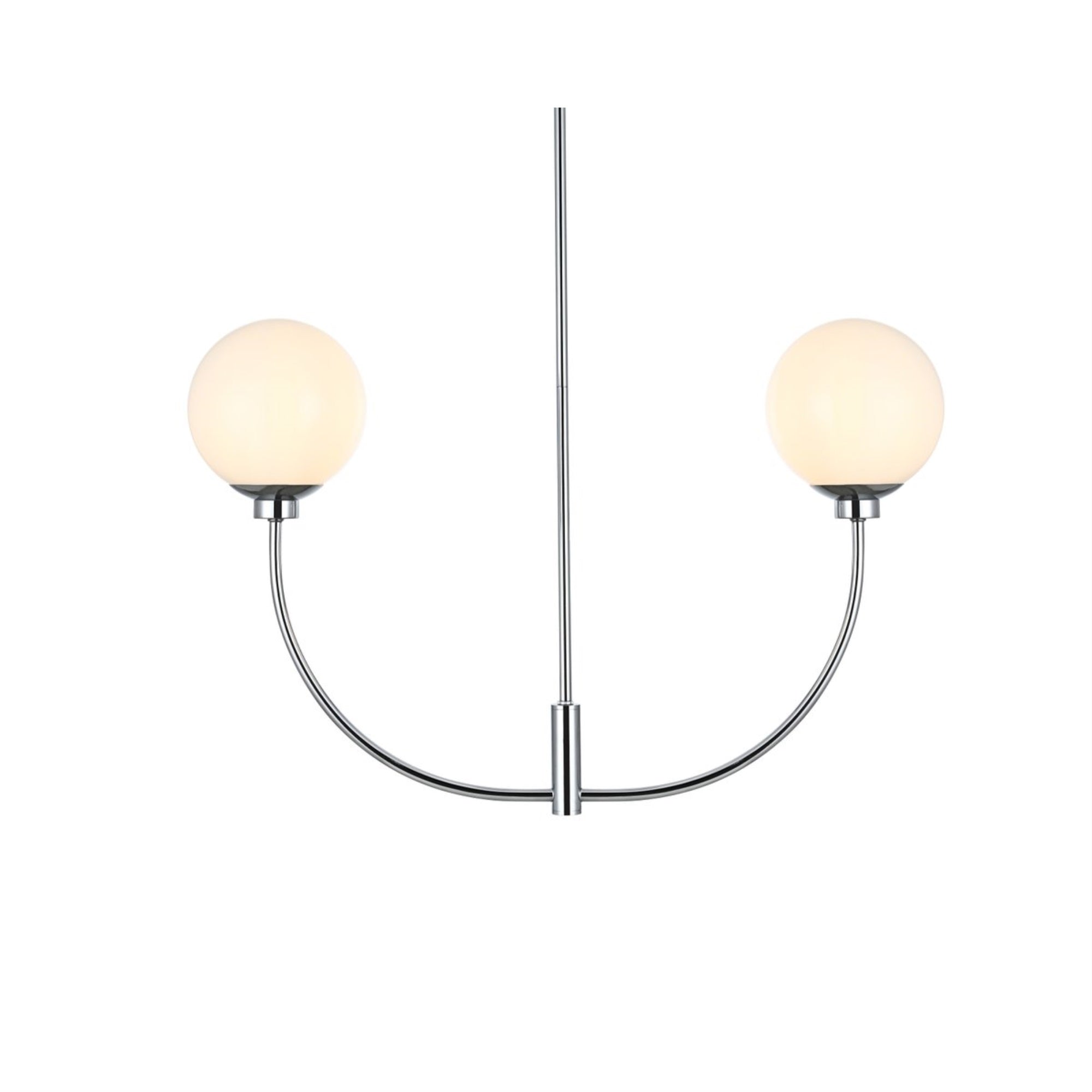 Living District 2-Light Chandelier, Metal/Glass, 19in, Chrome/White, Model LD816D30C