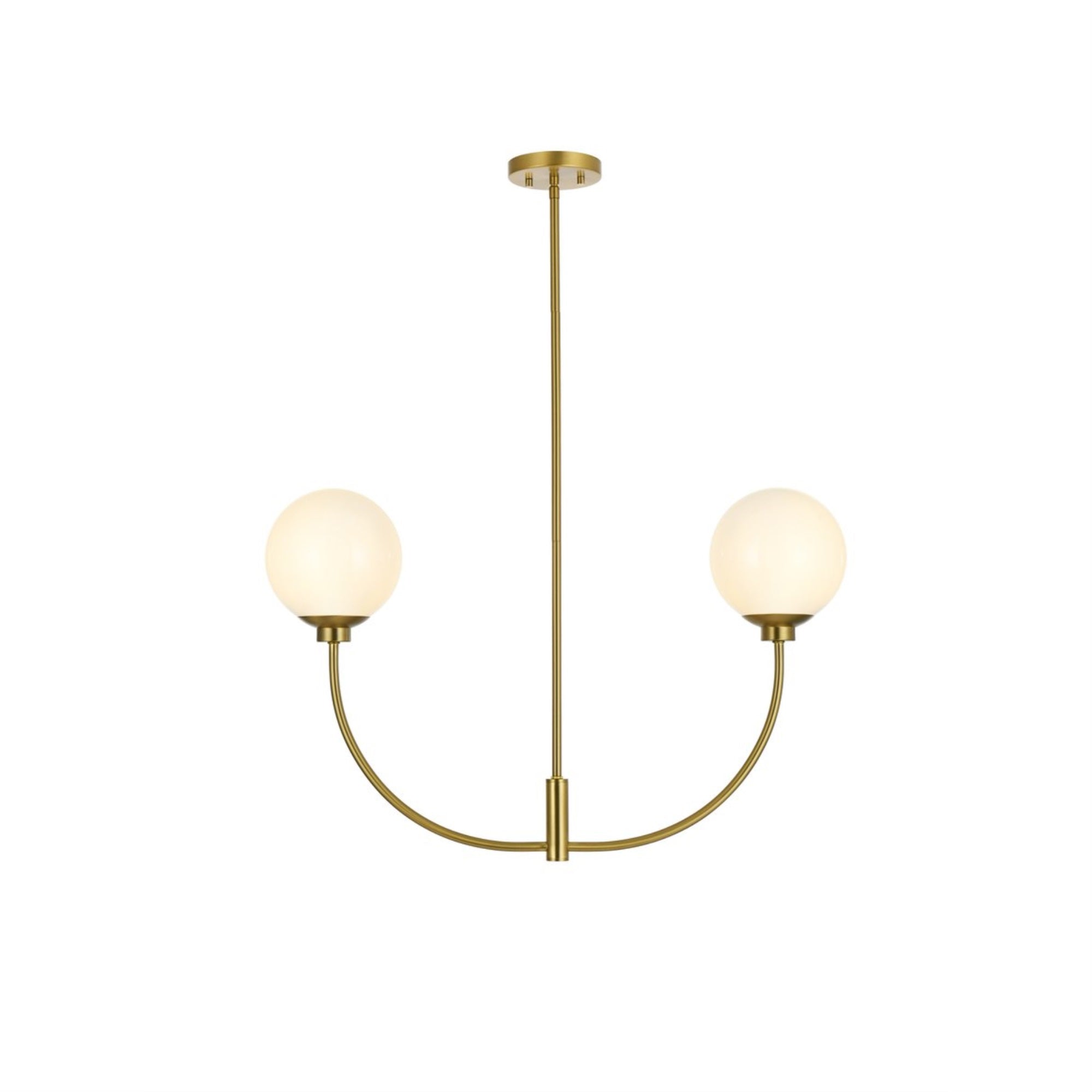 Living District 19in 2-Light Chandelier, Metal/Glass, Satin Gold, Model LD816D30SG