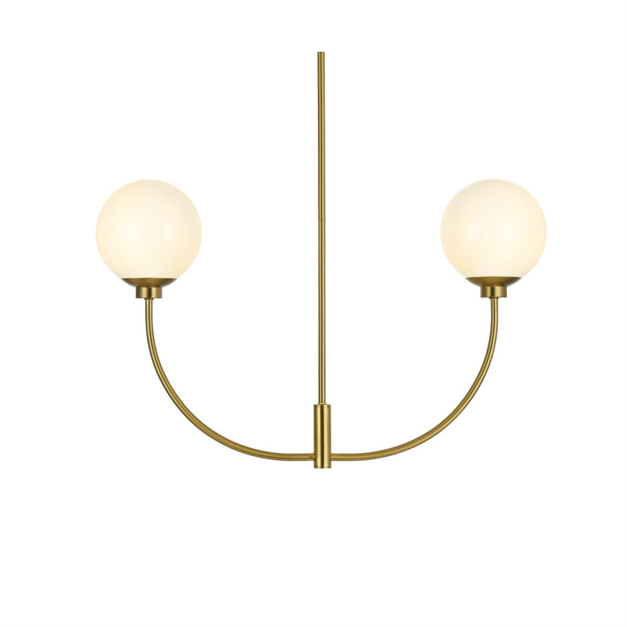 Living District 19in 2-Light Chandelier, Metal/Glass, Satin Gold, Model LD816D30SG