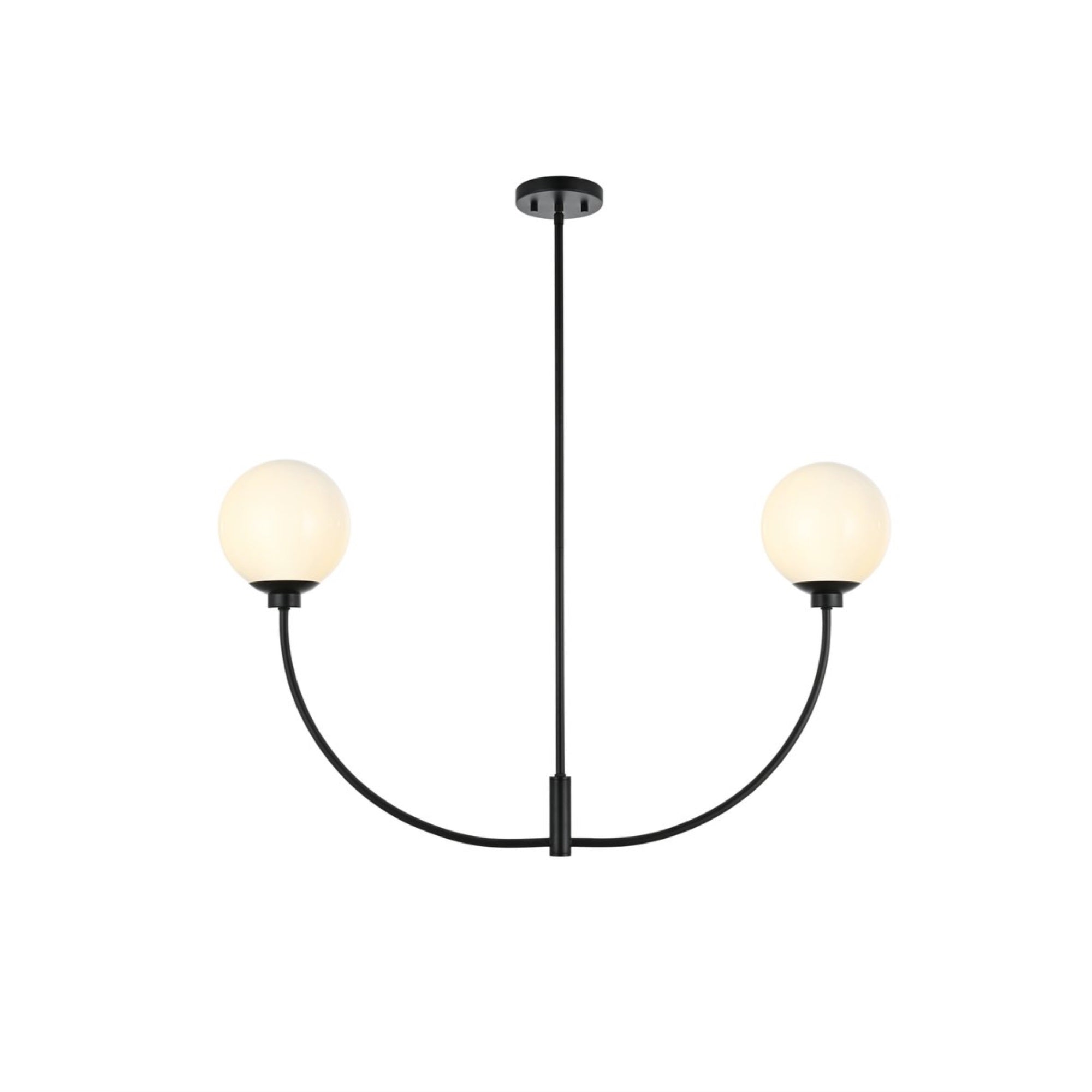 Living District 21in 2-Light Chandelier, Metal/Glass, Black/White, Model LD816D36BK