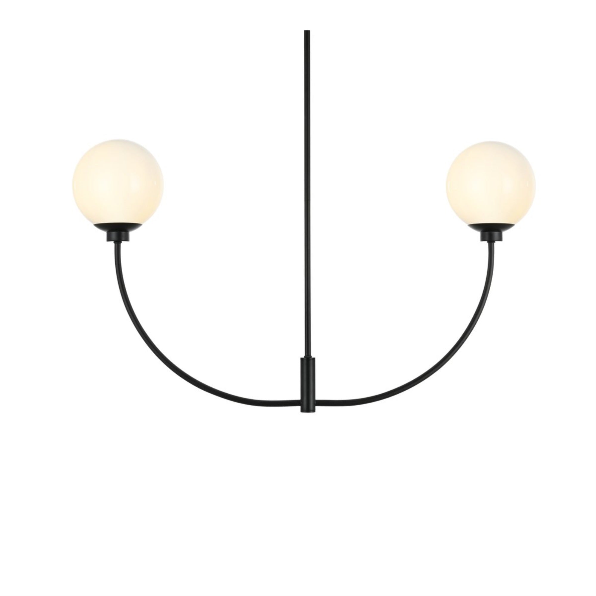 Living District 21in 2-Light Chandelier, Metal/Glass, Black/White, Model LD816D36BK