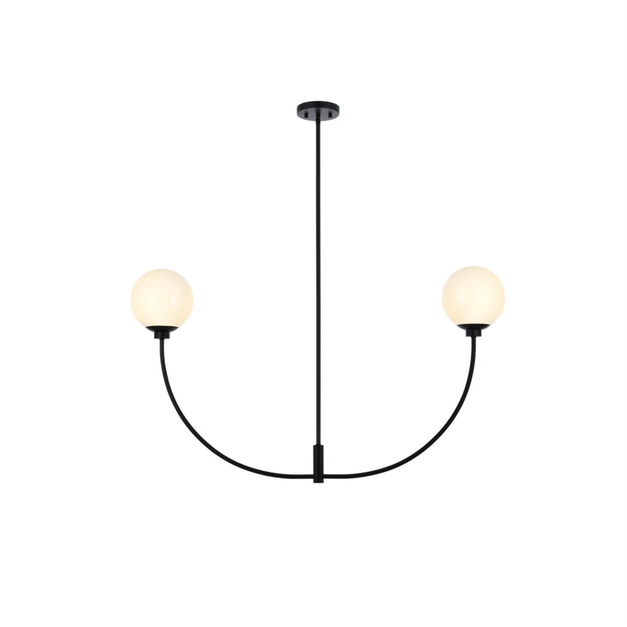 Living District 2-Light Metal/Glass Chandelier, 24in, Black/White, Model LD816D42BK