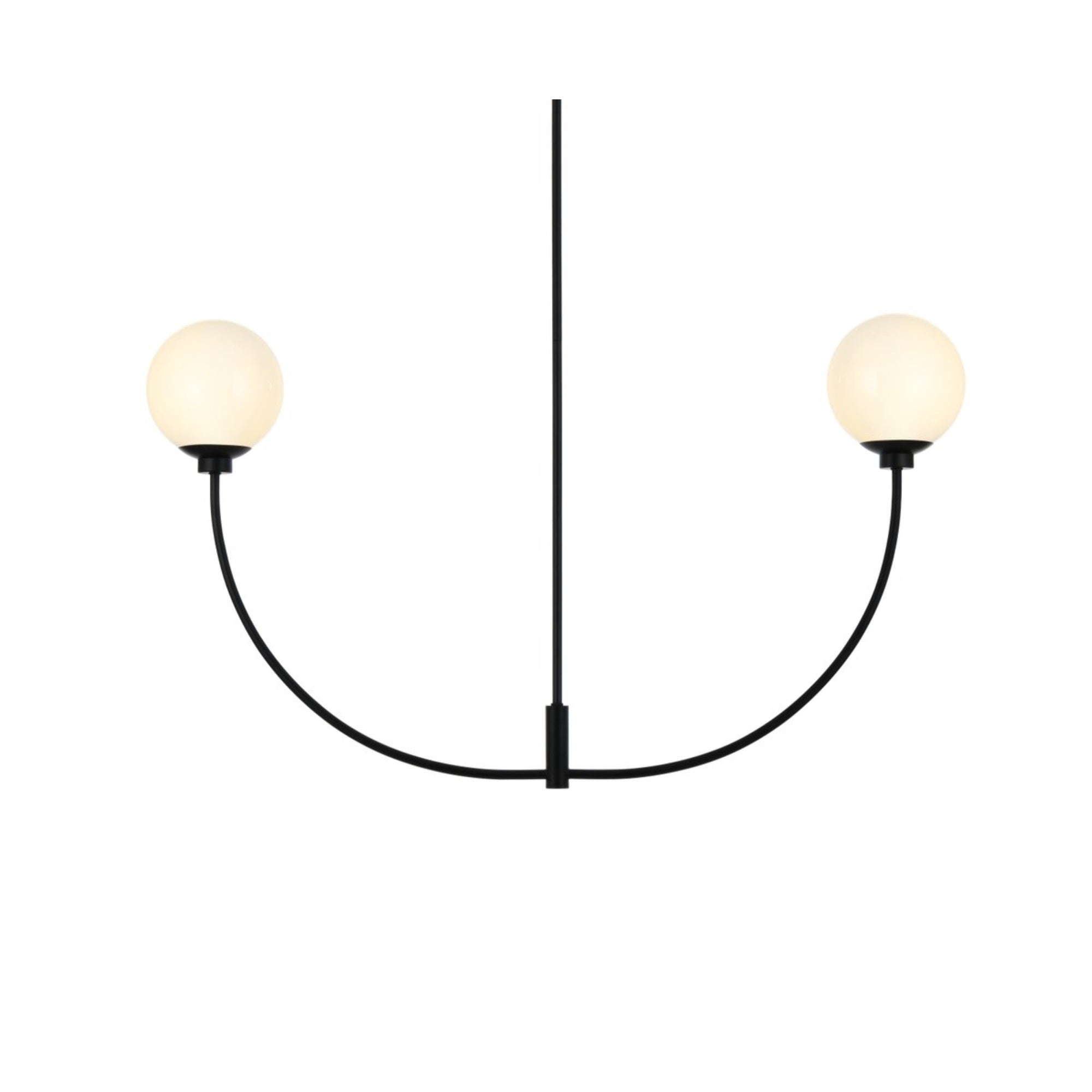 Living District 2-Light Metal/Glass Chandelier, 24in, Black/White, Model LD816D42BK