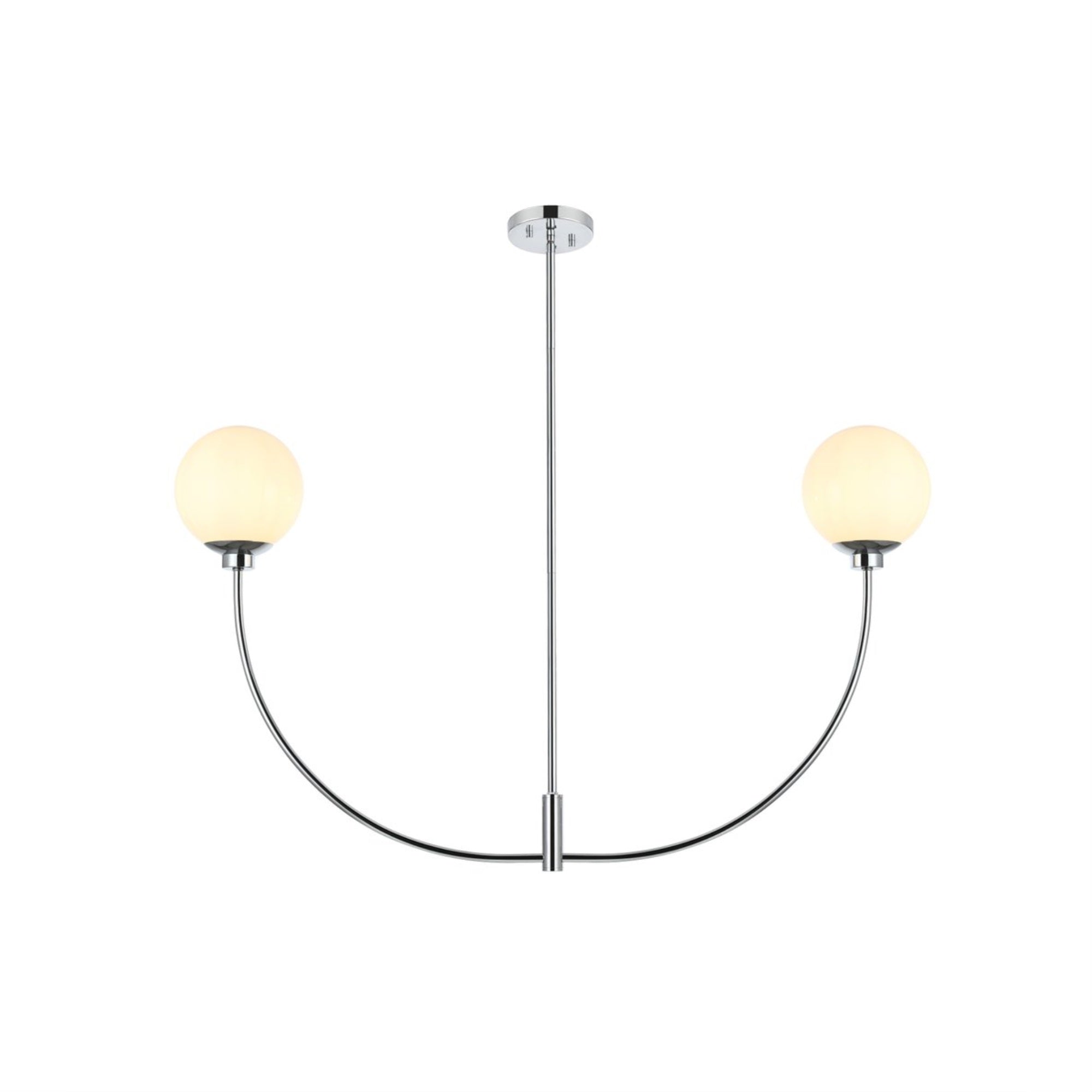 Living District Nyomi 24in 2-Light Chandelier, Metal/Glass, Chrome/White, Model LD816D42C