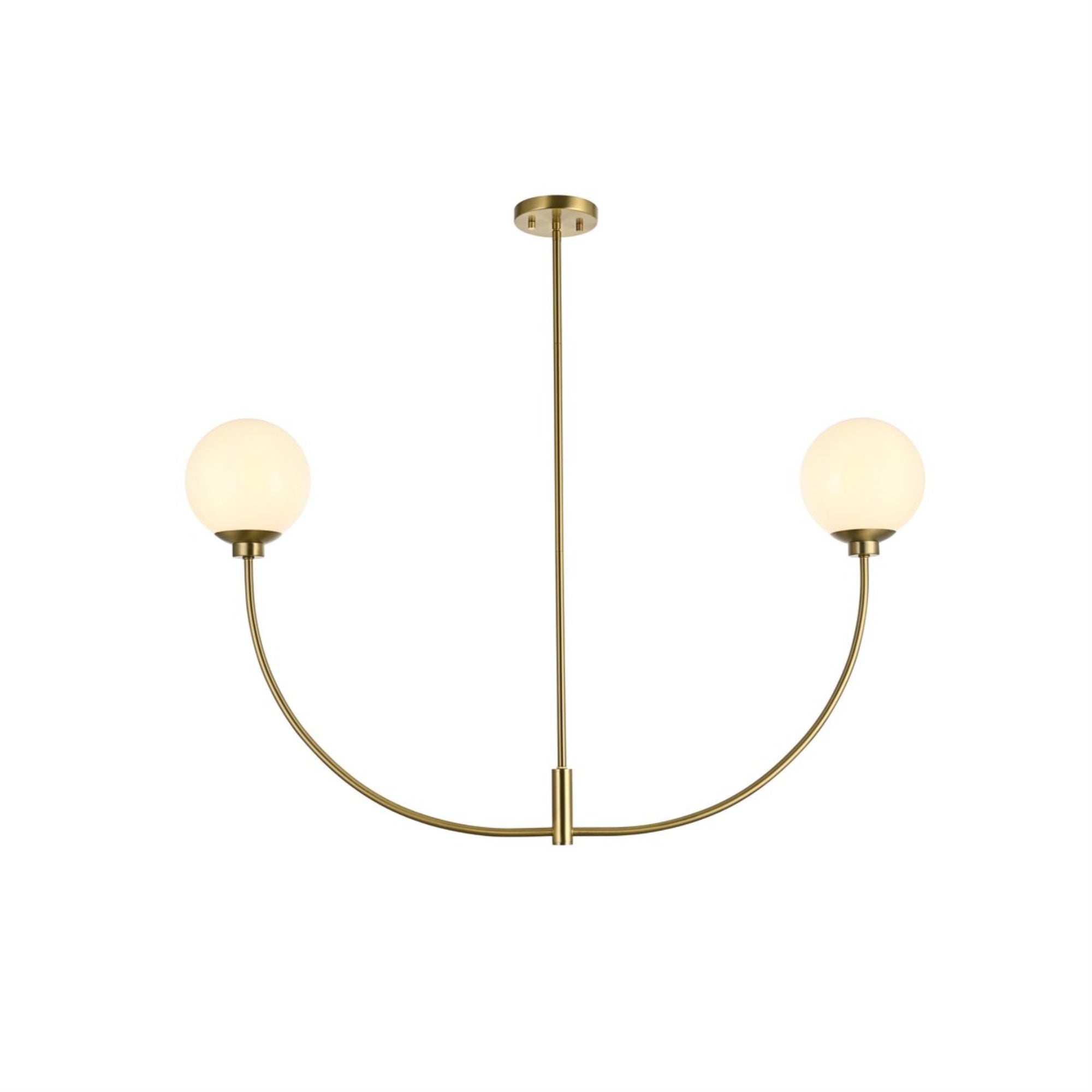 Living District Nyomi 24&quot; 2-Light Satin Gold/White Metal/Glass Chandelier