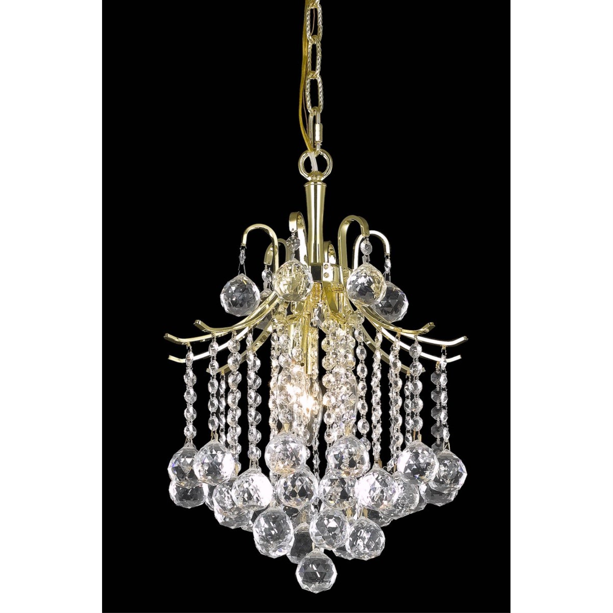 Elegant Lighting Gold 3-Light Pendant - Amelia Collection Alloy Steel Chandelier