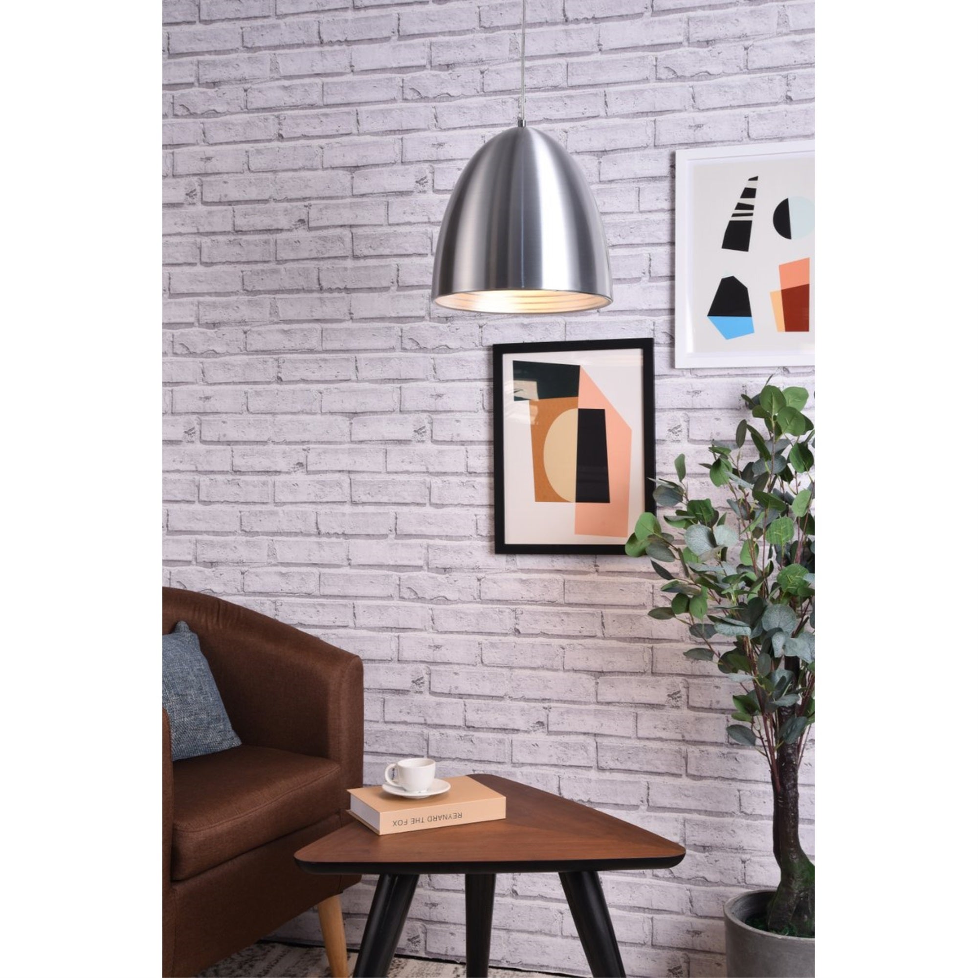 Living District Burnished Nickel Pendant Light - Modern 1 Light Fixture