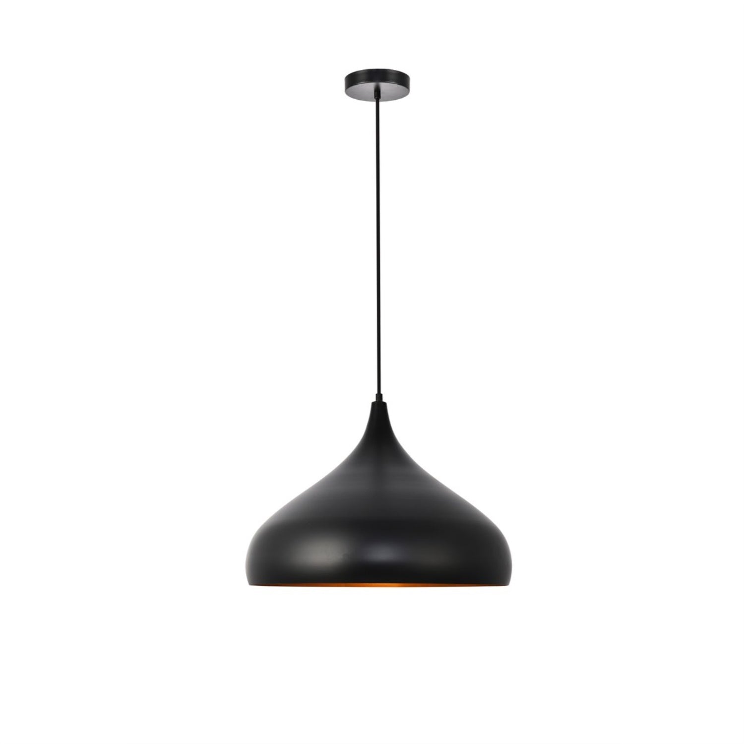 Elegant Lighting Circa Pendant Light, Aluminum, 16.5in Diameter, 12in Height, Black Finish