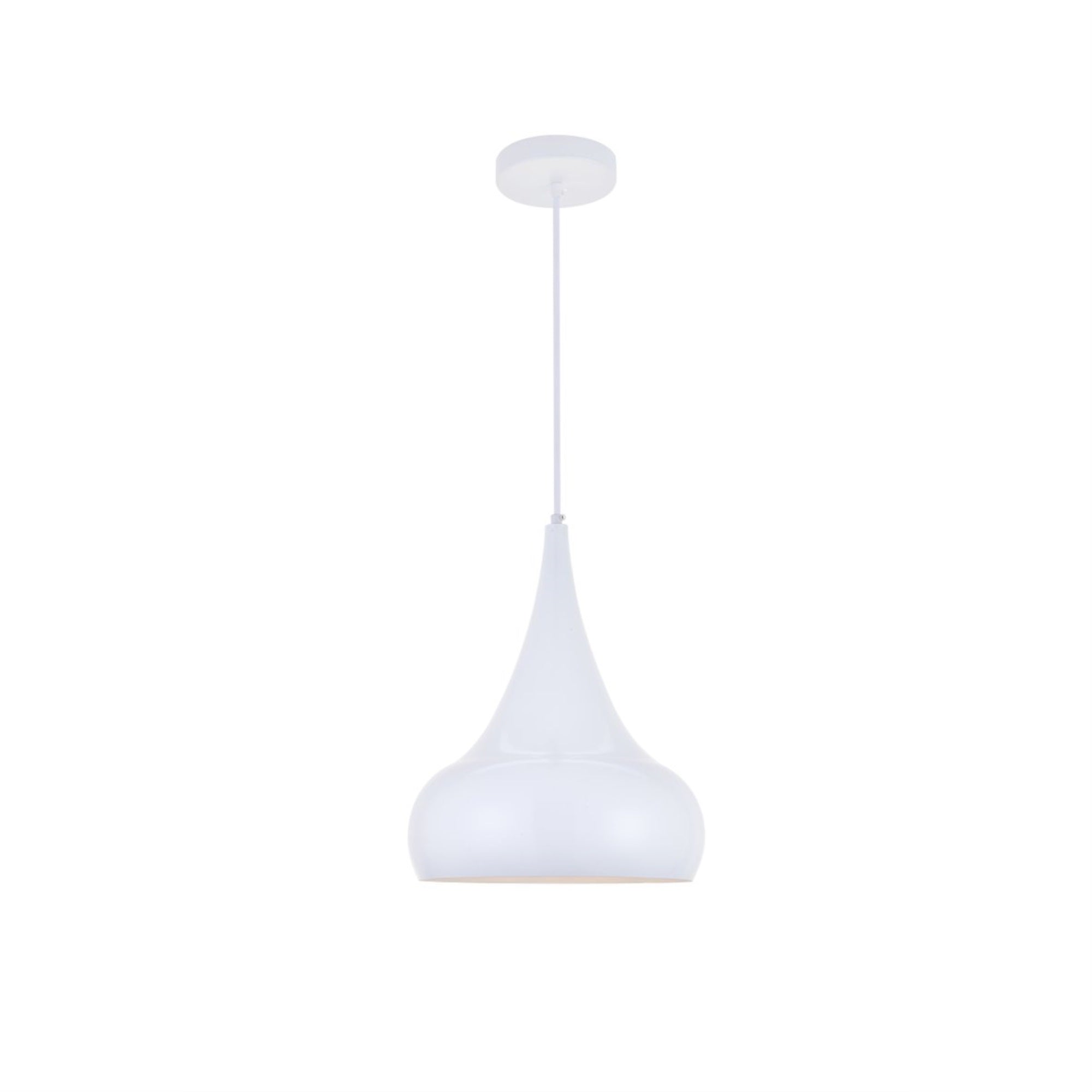 LIVING DISTRICT Circa 1 Light Pendant, Aluminum, White, Model LDPD2047WH