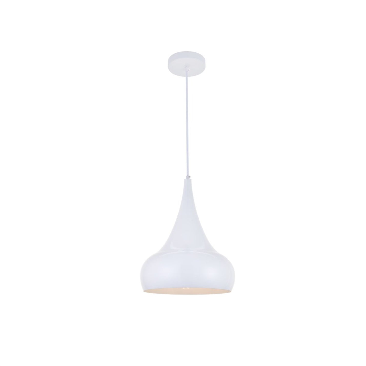 LIVING DISTRICT Circa 1 Light Pendant, Aluminum, White, Model LDPD2047WH