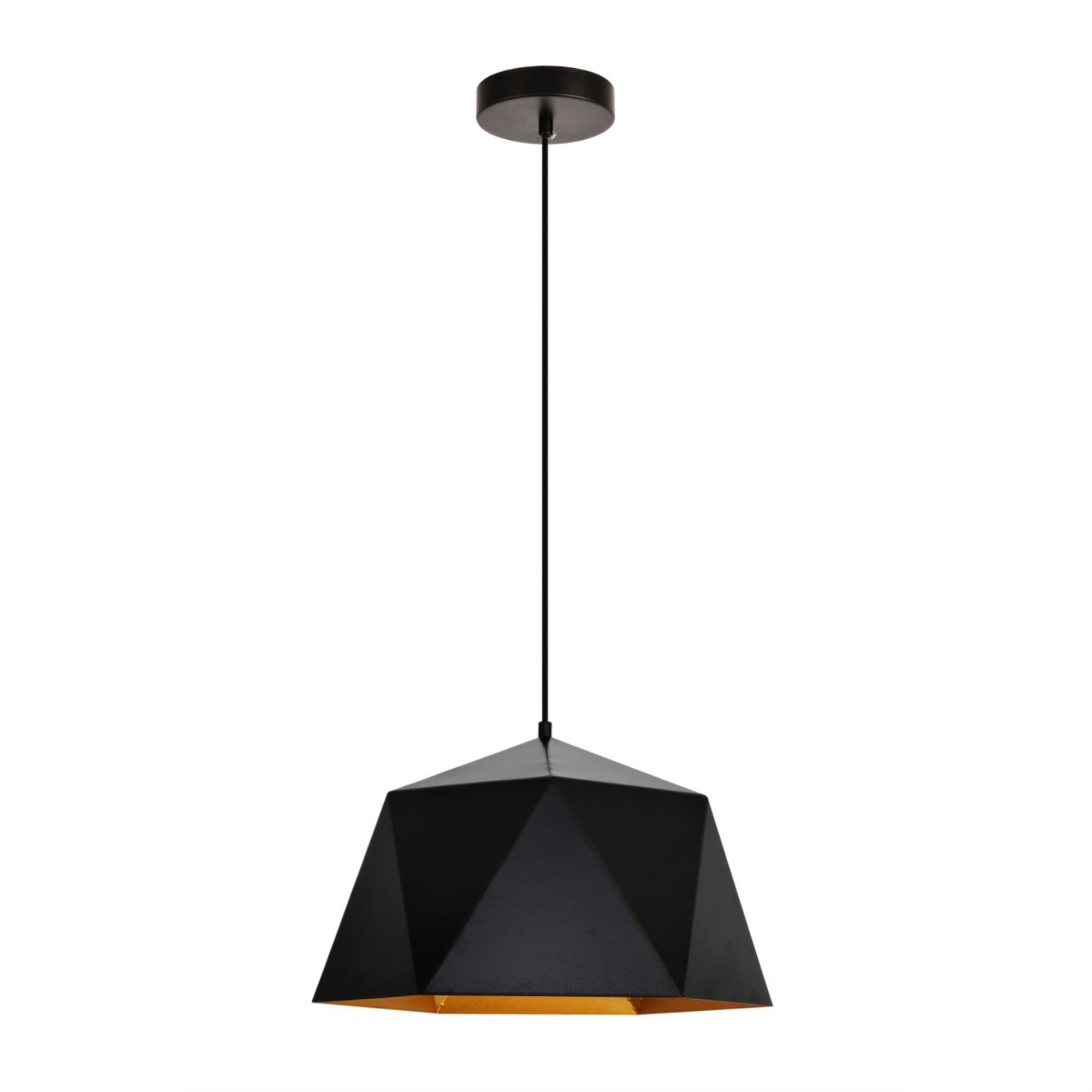 Living District 1-Light Metal Pendant Light, Black and Gold, Model LDPD2081