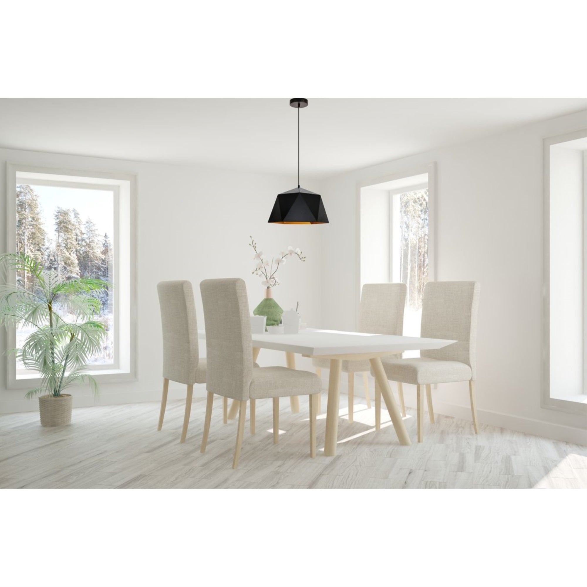 Living District 1-Light Metal Pendant Light, Black and Gold, Model LDPD2081