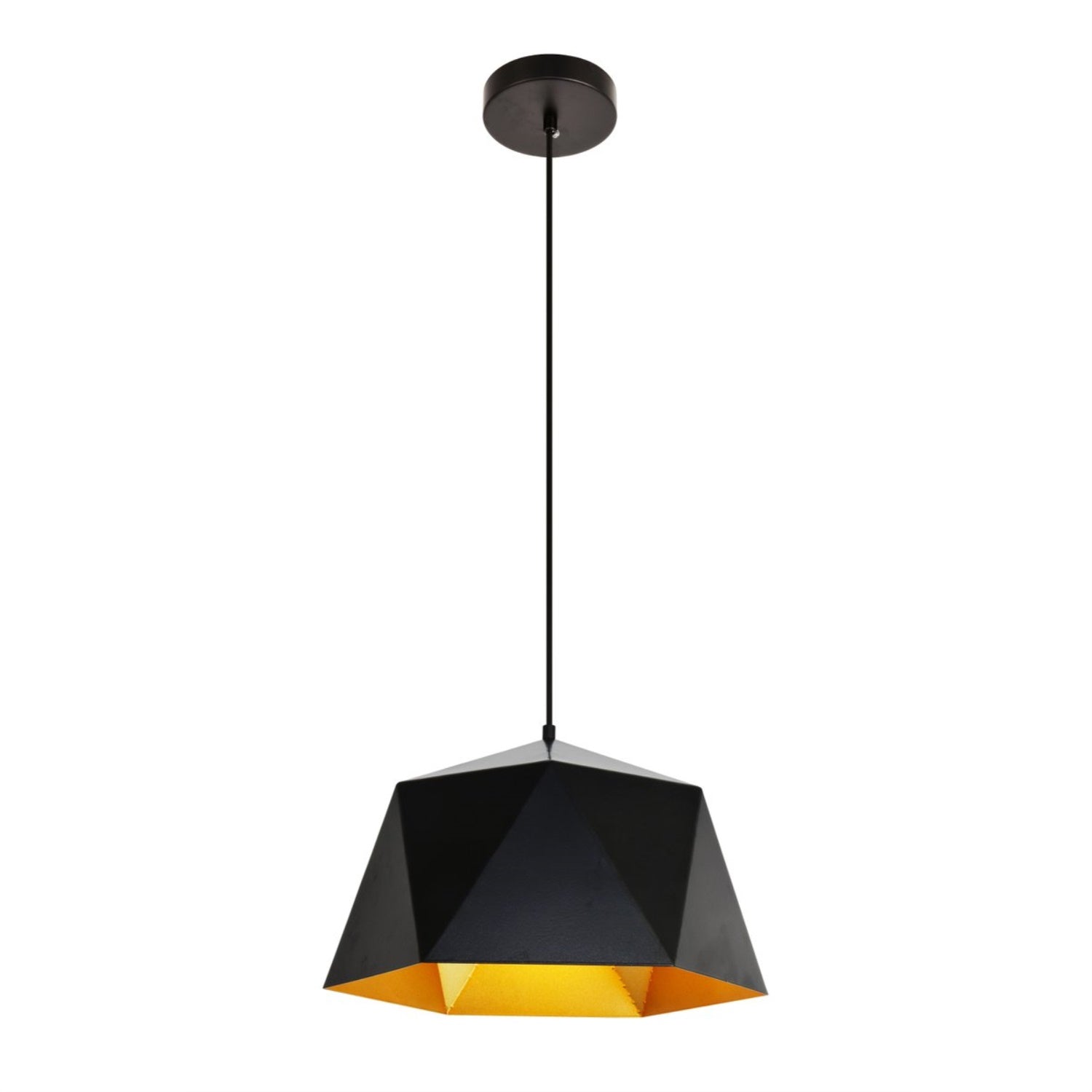 Living District 1-Light Metal Pendant Light, Black and Gold, Model LDPD2081