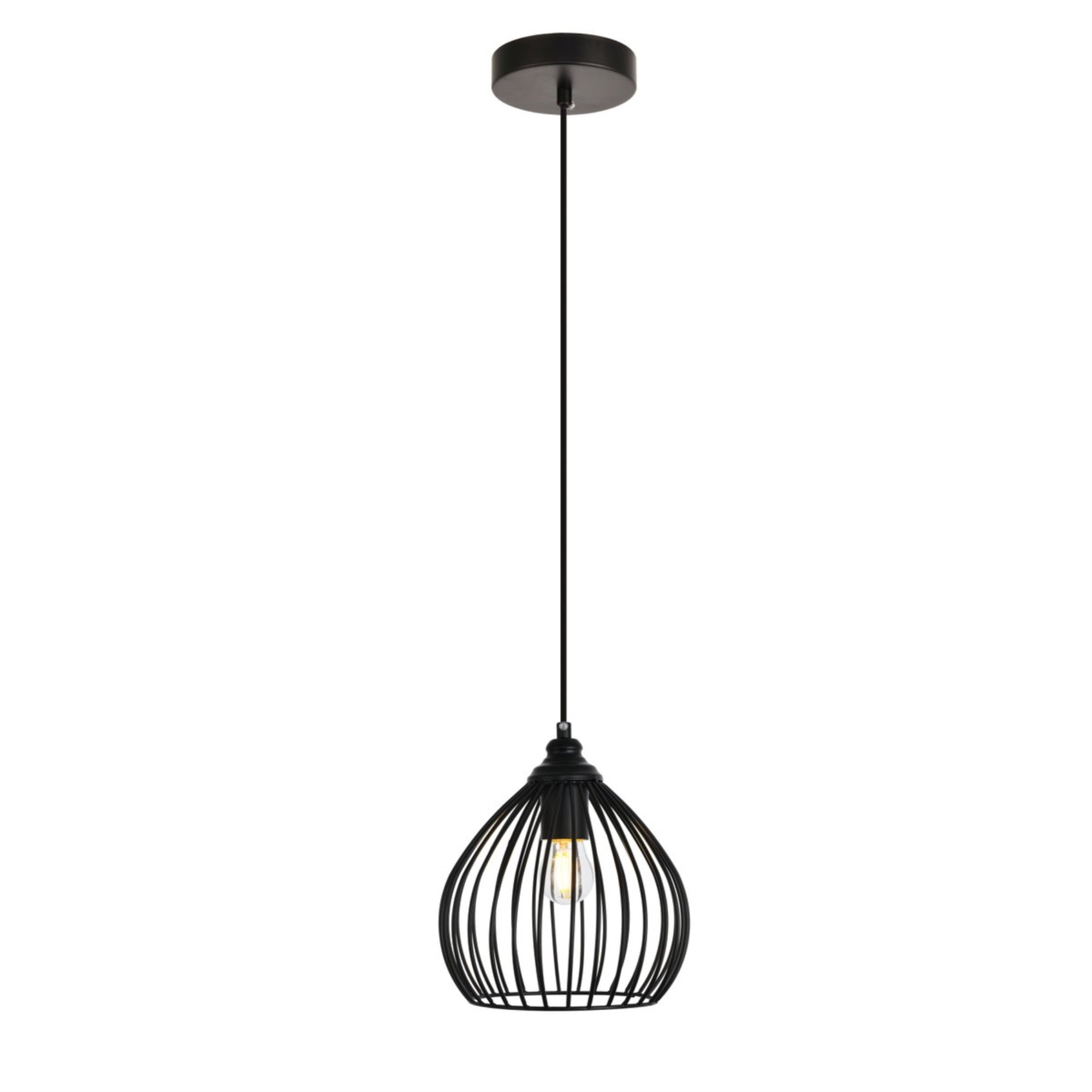 Elegant Lighting Living District Sayer 1-Light Transitional Metal Pendant In Black