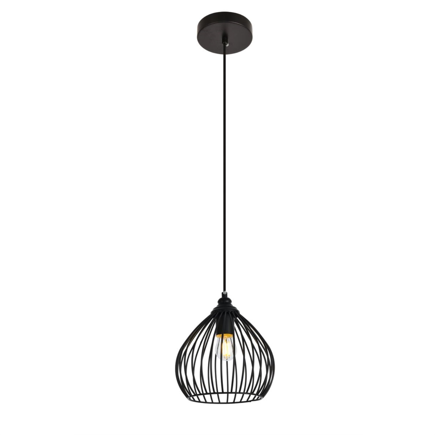 Elegant Lighting Living District Sayer 1-Light Transitional Metal Pendant In Black