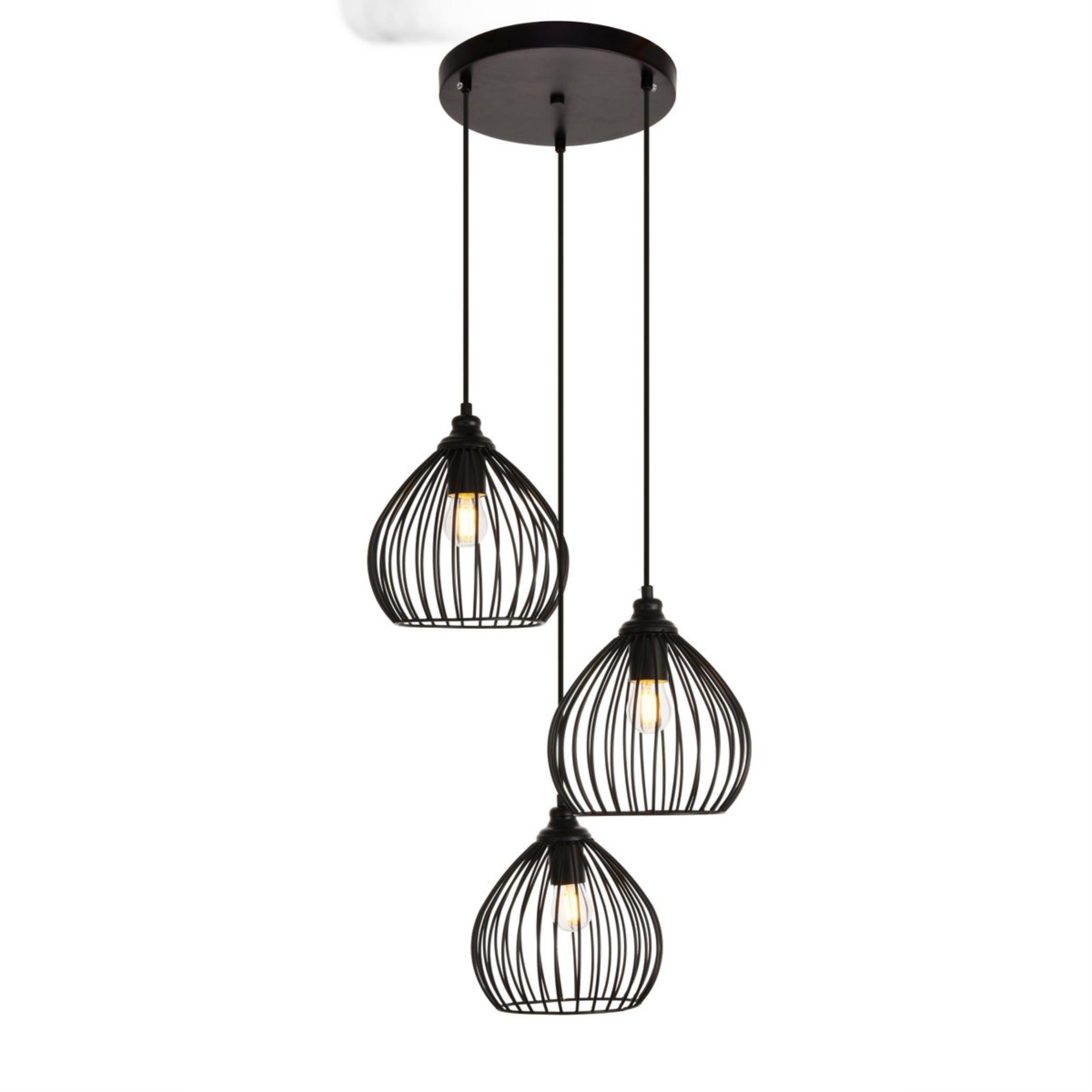 Living District Sayer 3-Light Transitional Metal Pendant In Black