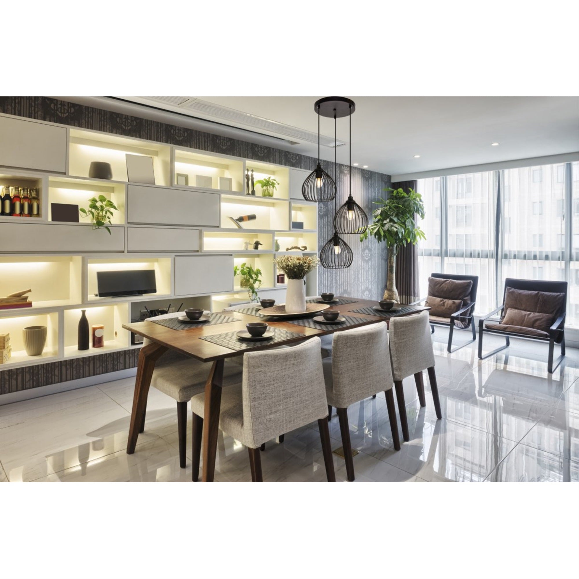 Living District Sayer 3-Light Transitional Metal Pendant In Black