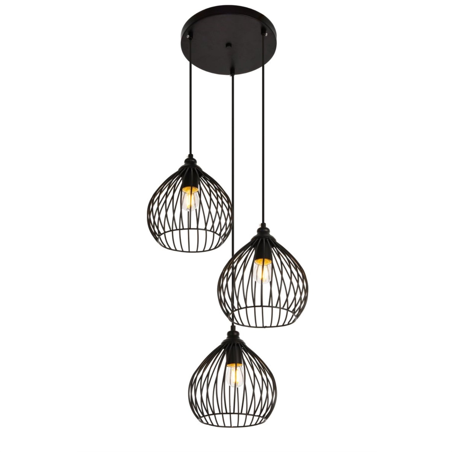 Living District Sayer 3-Light Transitional Metal Pendant In Black