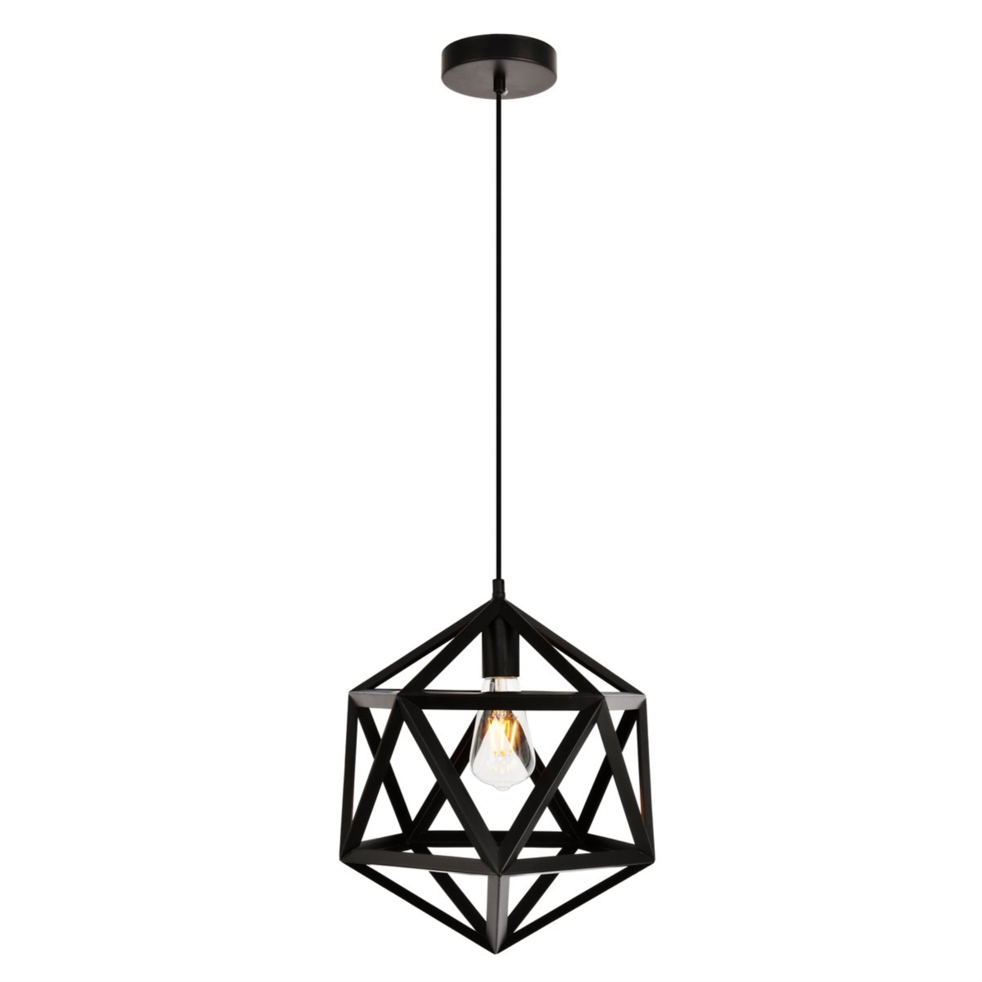 Elegant Lighting Living District Redmond 1-Light Transitional Metal Pendant In Black