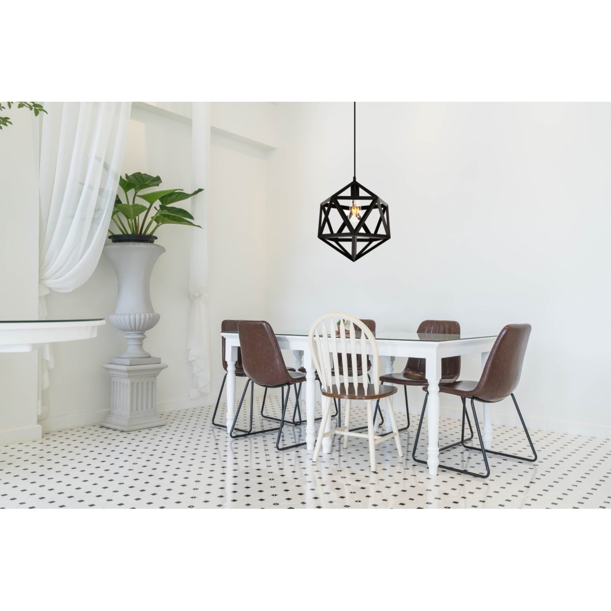 Elegant Lighting Living District Redmond 1-Light Transitional Metal Pendant In Black