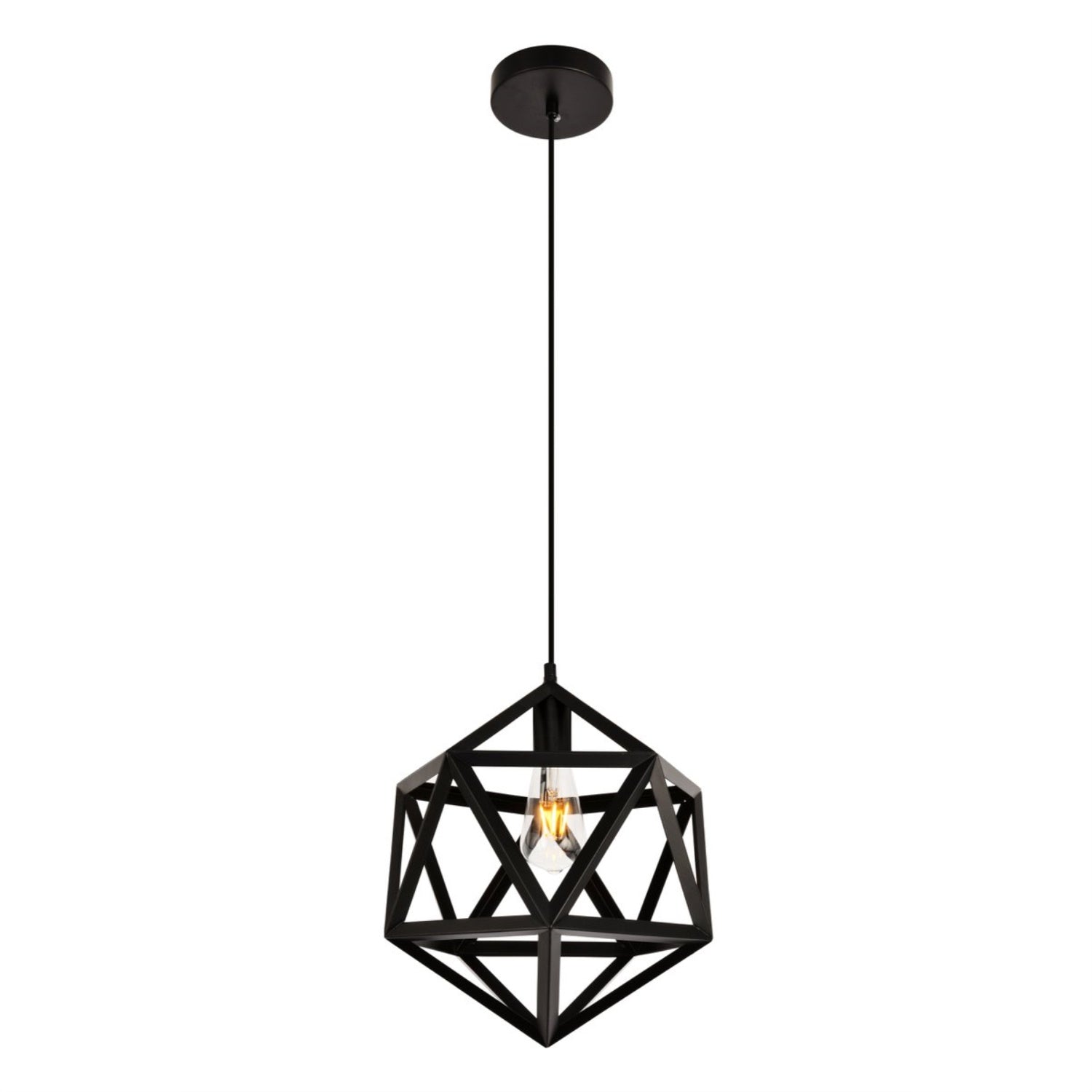Elegant Lighting Living District Redmond 1-Light Transitional Metal Pendant In Black