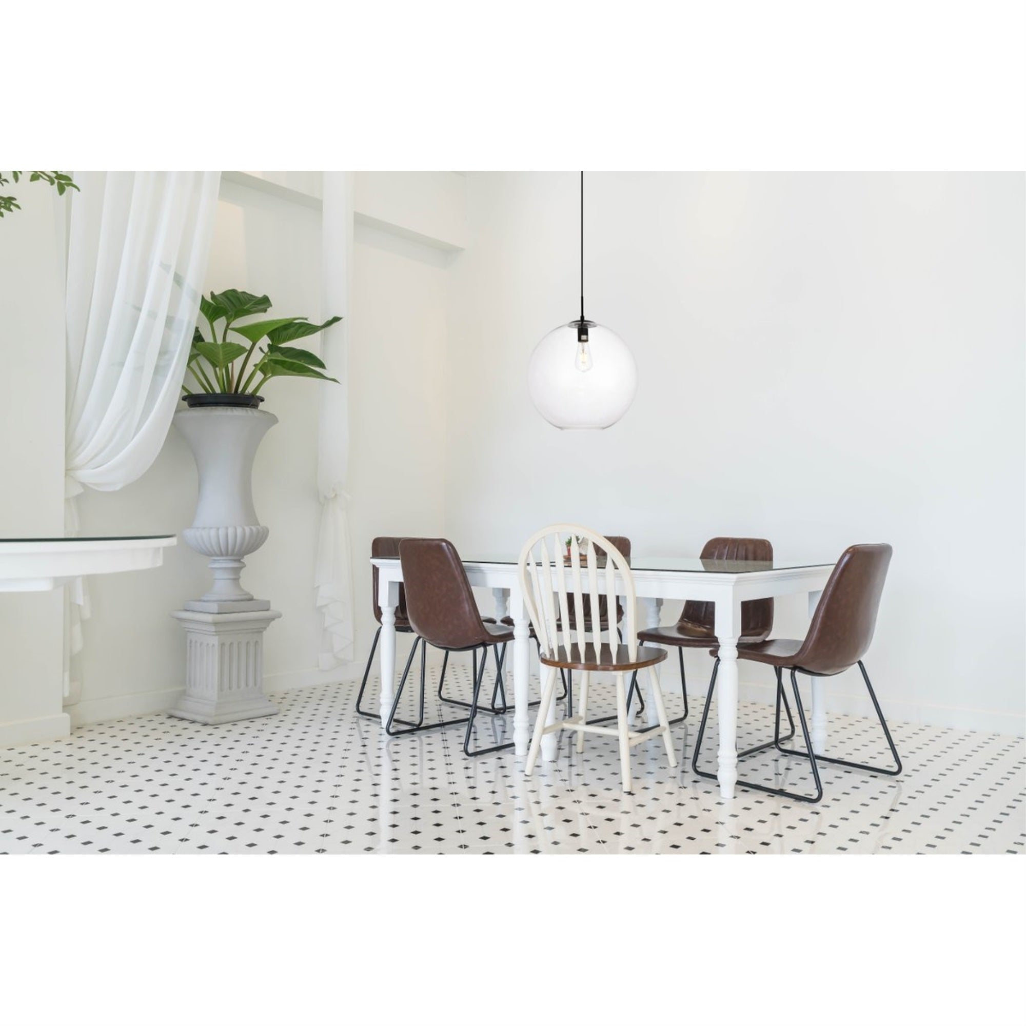 Elegant Lighting Living District Placido Collection Pendant D15.7 H16.5 Lt:1 Black And Clear Finish