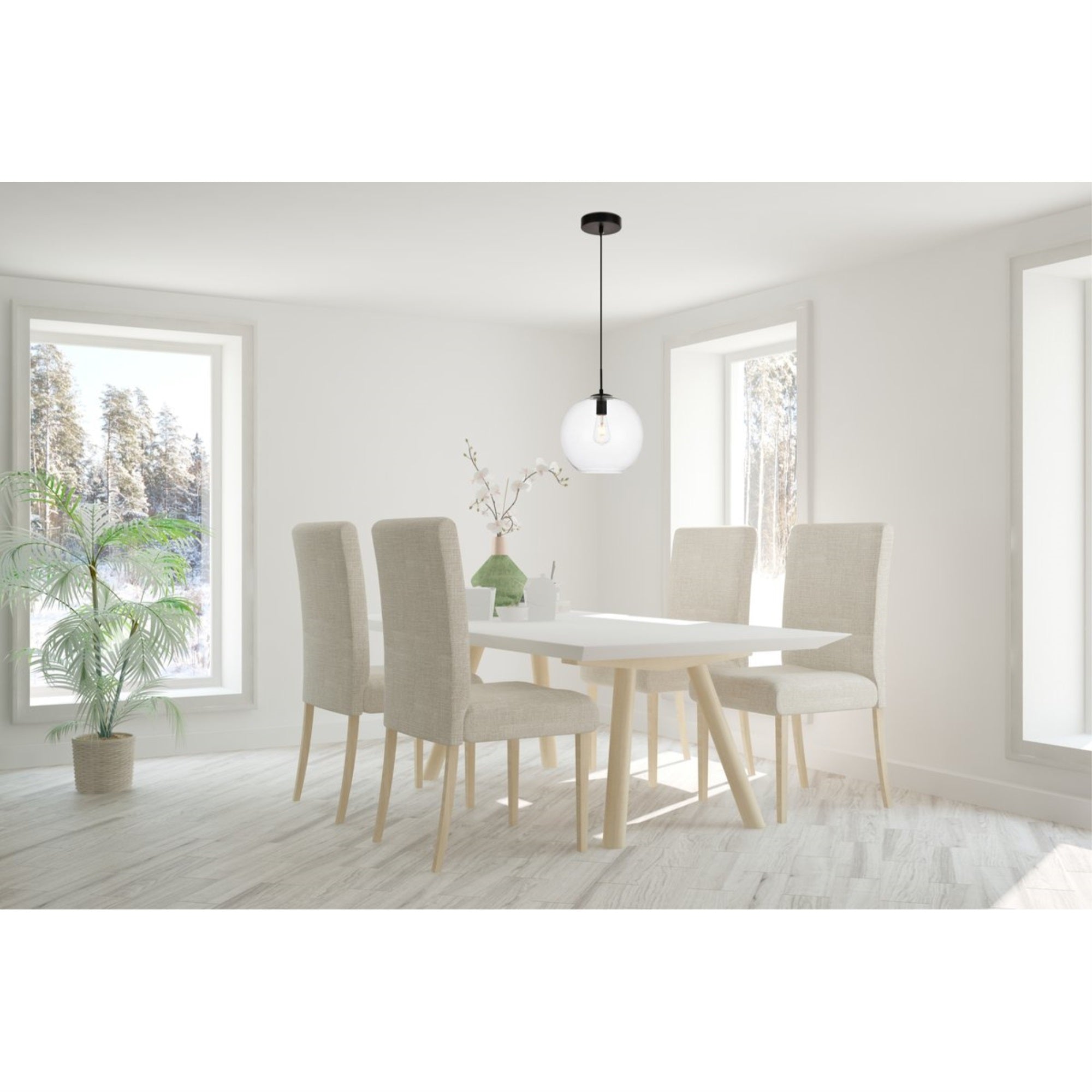 Elegant Lighting Living District Placido 1-Light Transitional Metal Pendant - Black & Clear