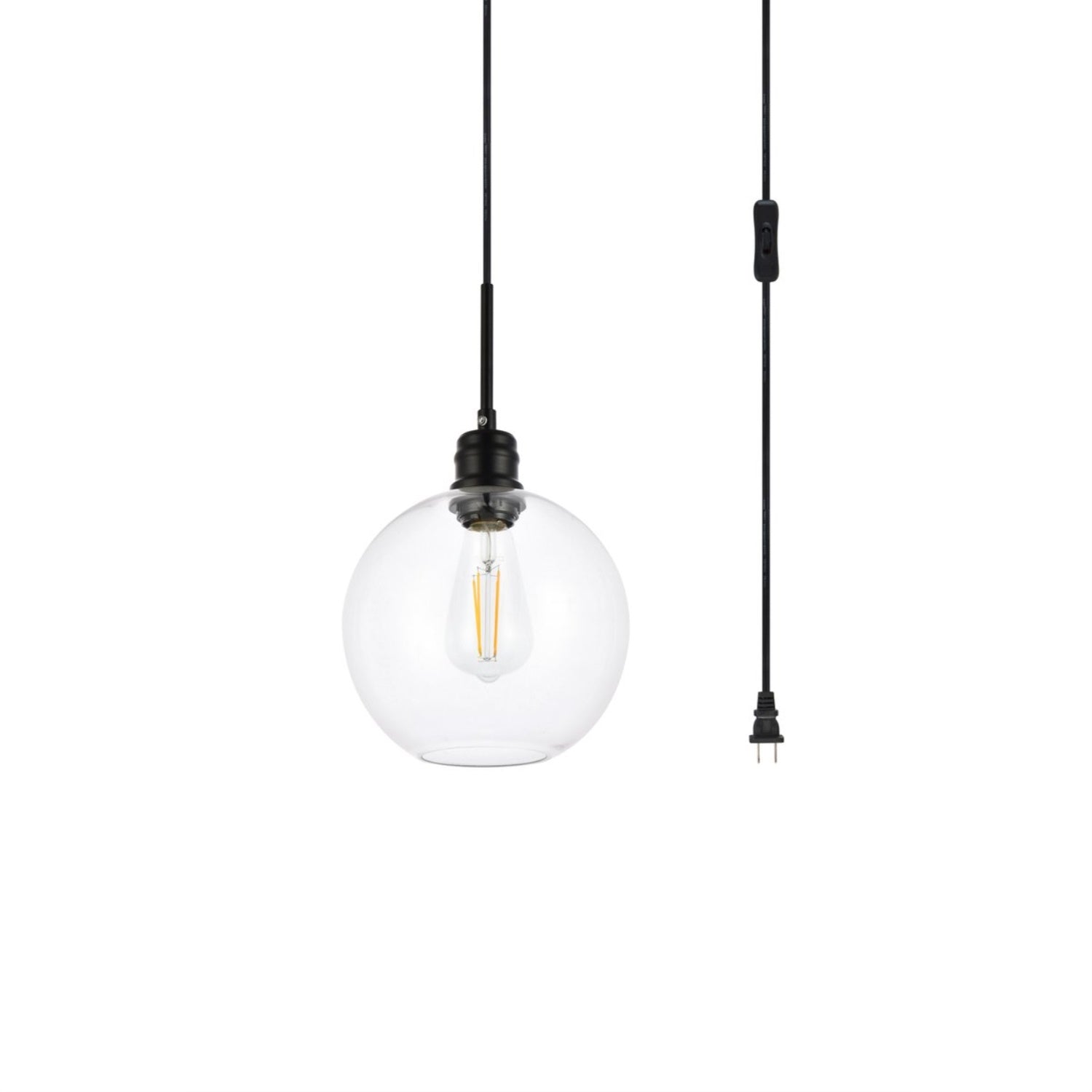 Living District Emett 1-Light Metal Pendant Light, Black, Iron, Model LDPG6204BK