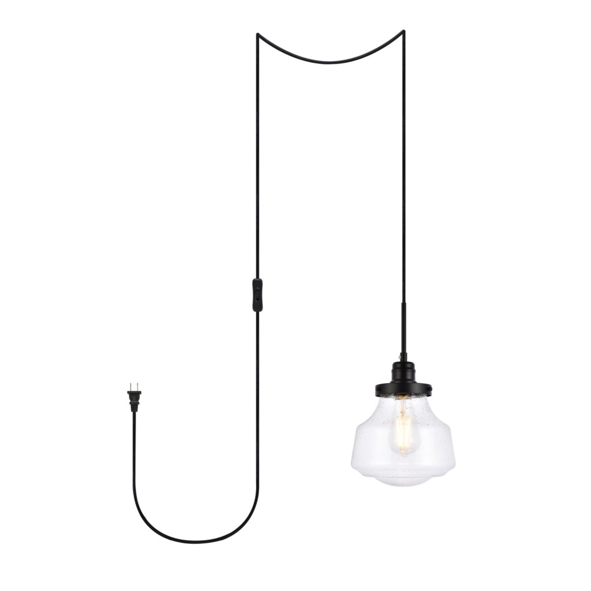 Living District 1-Light Pendant Light, Mid-Century Design, Metal, Black, Model 1717-LDPG6252BK