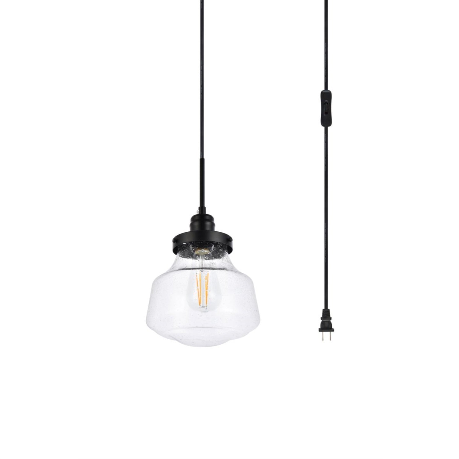 Living District 1-Light Pendant Light, Mid-Century Design, Metal, Black, Model 1717-LDPG6252BK
