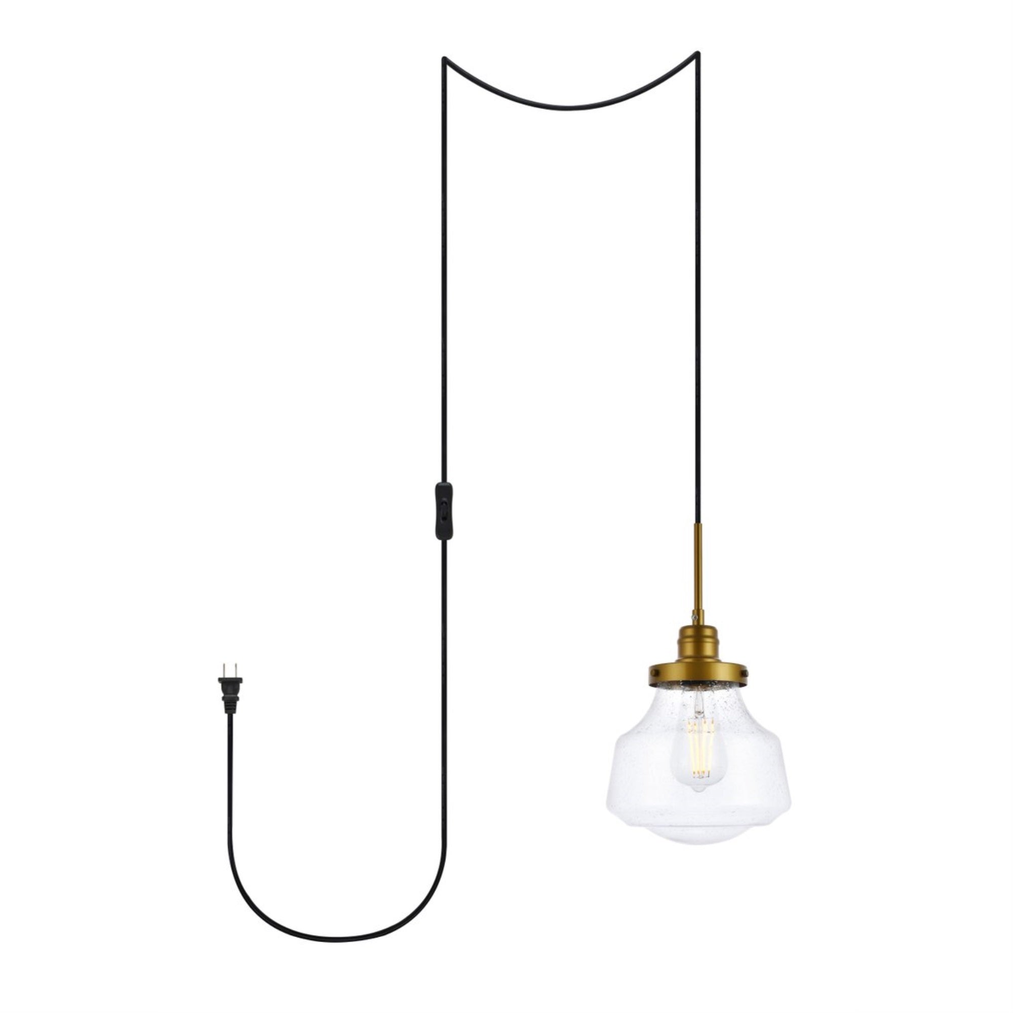 Living District 1-Light Pendant Light, Brass Metal, Mid-Century Style, Model 1717-LDPG6254BR