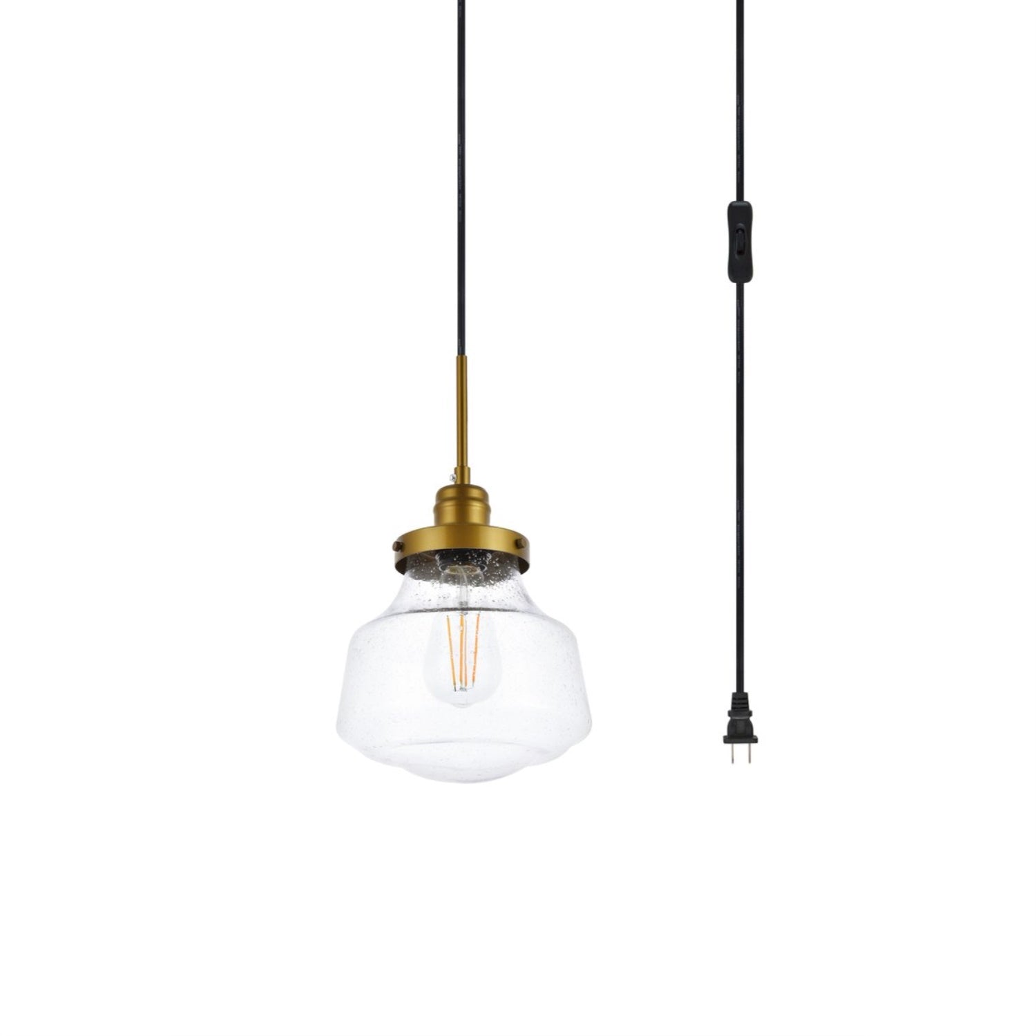 Living District 1-Light Pendant Light, Brass Metal, Mid-Century Style, Model 1717-LDPG6254BR