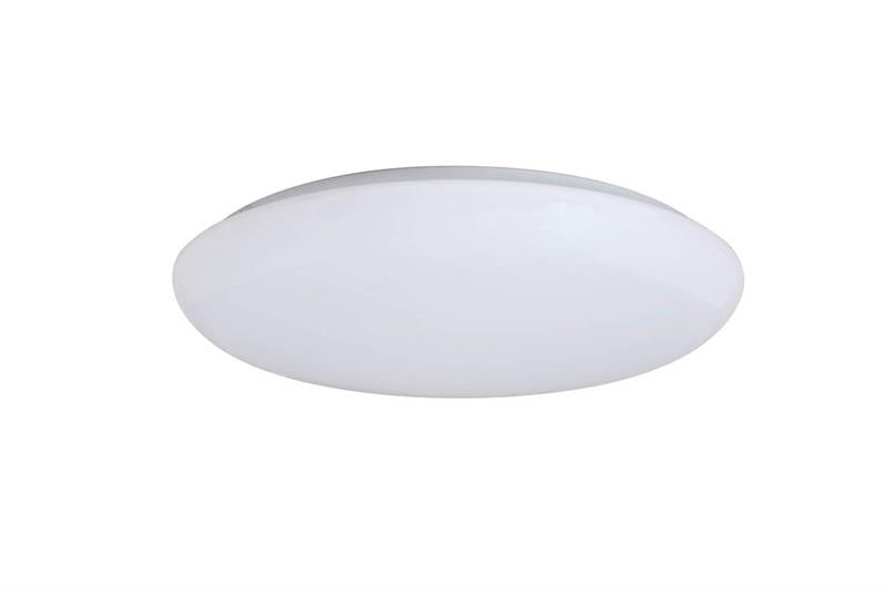 14 inch LED shallow cloud fixture. Smooth white diffuser with twist and lock on installation. Dimmable.  Damp location