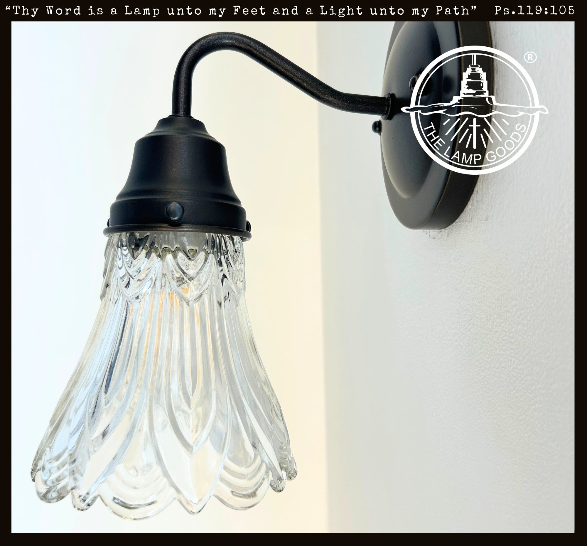 Clear Art-Deco Heavy Pressed Tulip Wall Sconce