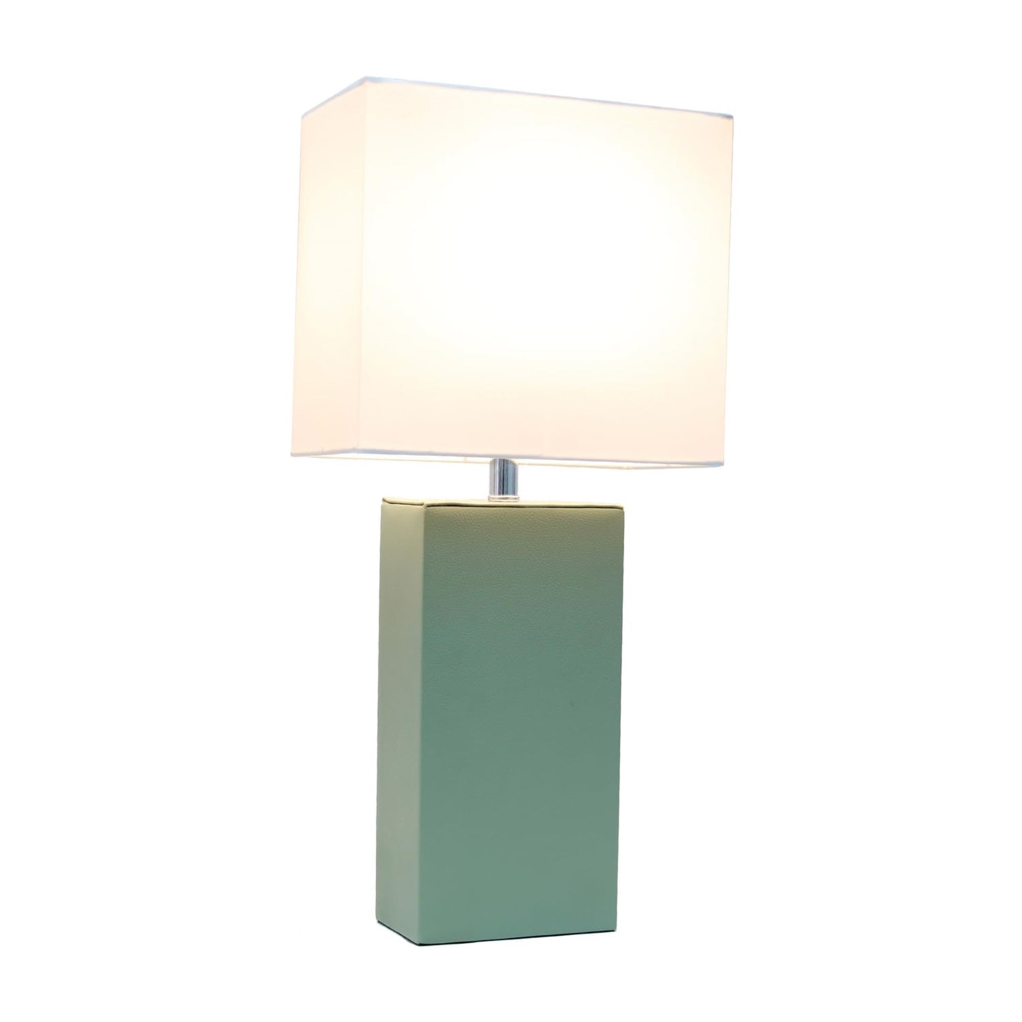 Elegant Designs LT1025-SGE Modern Table Lamp, Engineered Wood, White Fabric Shade, Sage Green, Contemporary Size