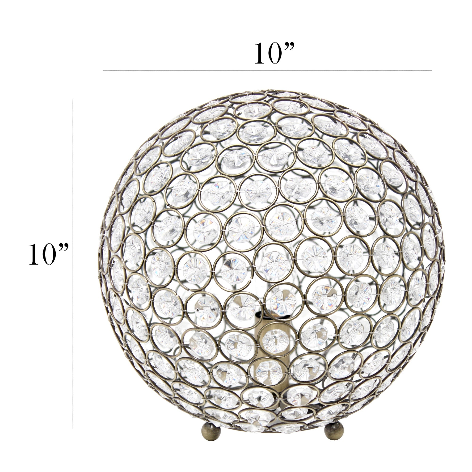 Elegant Designs Table Lamp - 10in Elipse Crystal Collection, Antique Brass, Metal, Model LT1067-ABS, Accent Lighting for Living Room