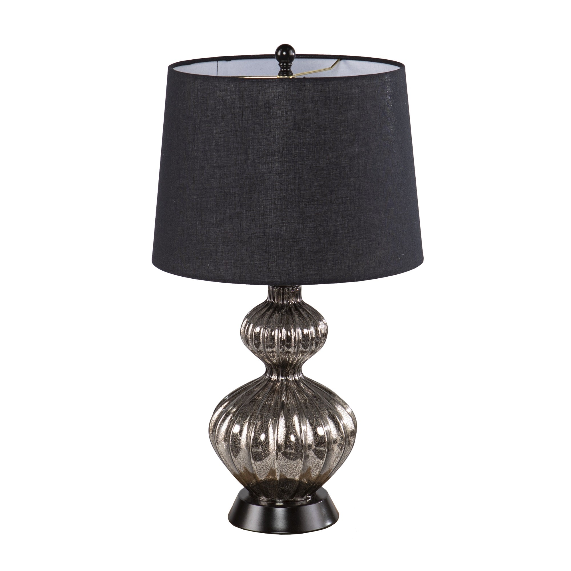 Furniture Hotspot Lyratta Glass Base Table Lamp, Black/Silver, Modern Home Lighting
