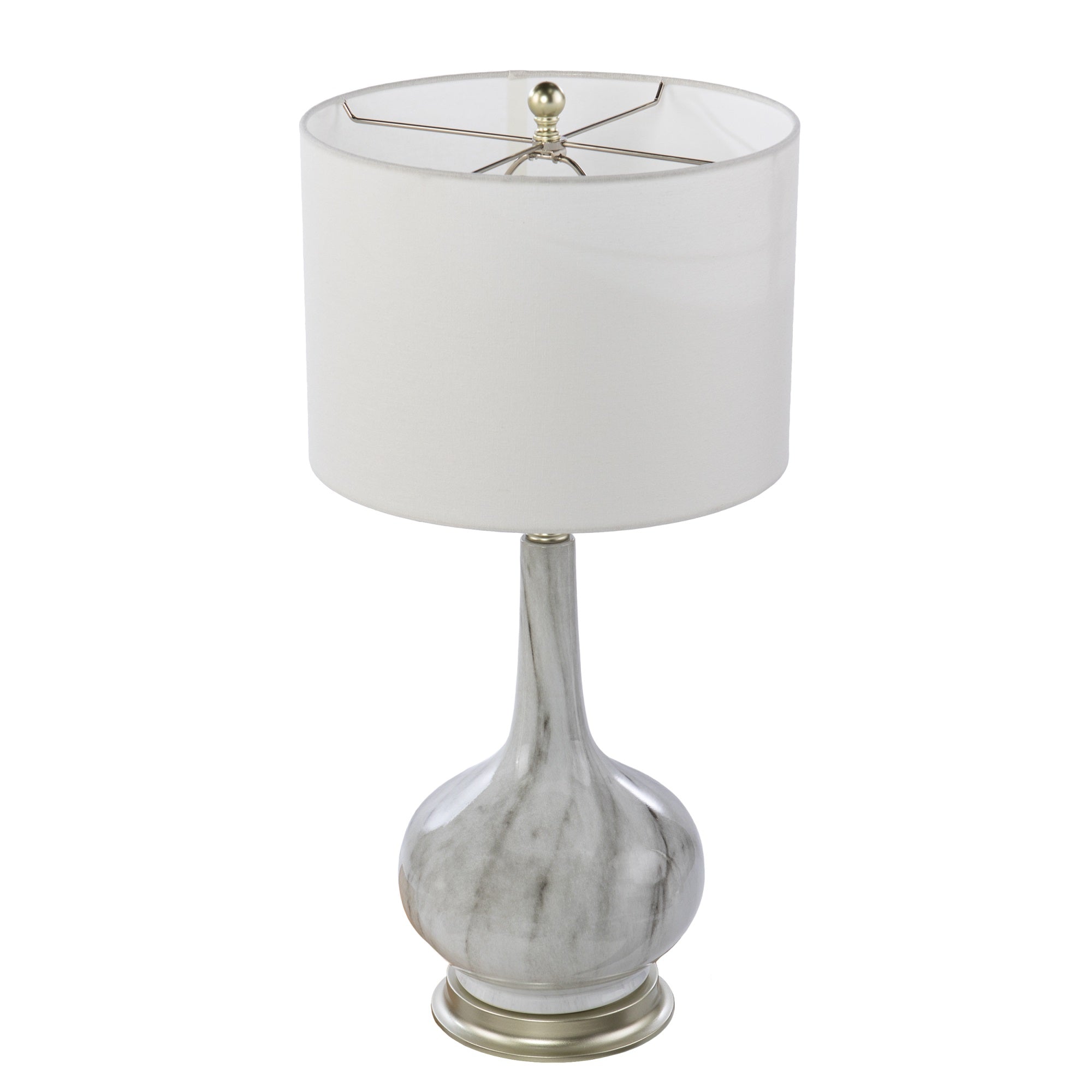 Sei Furniture White Nyledon Table Lamp With Shade - Modern Metal Lighting For Home Decor