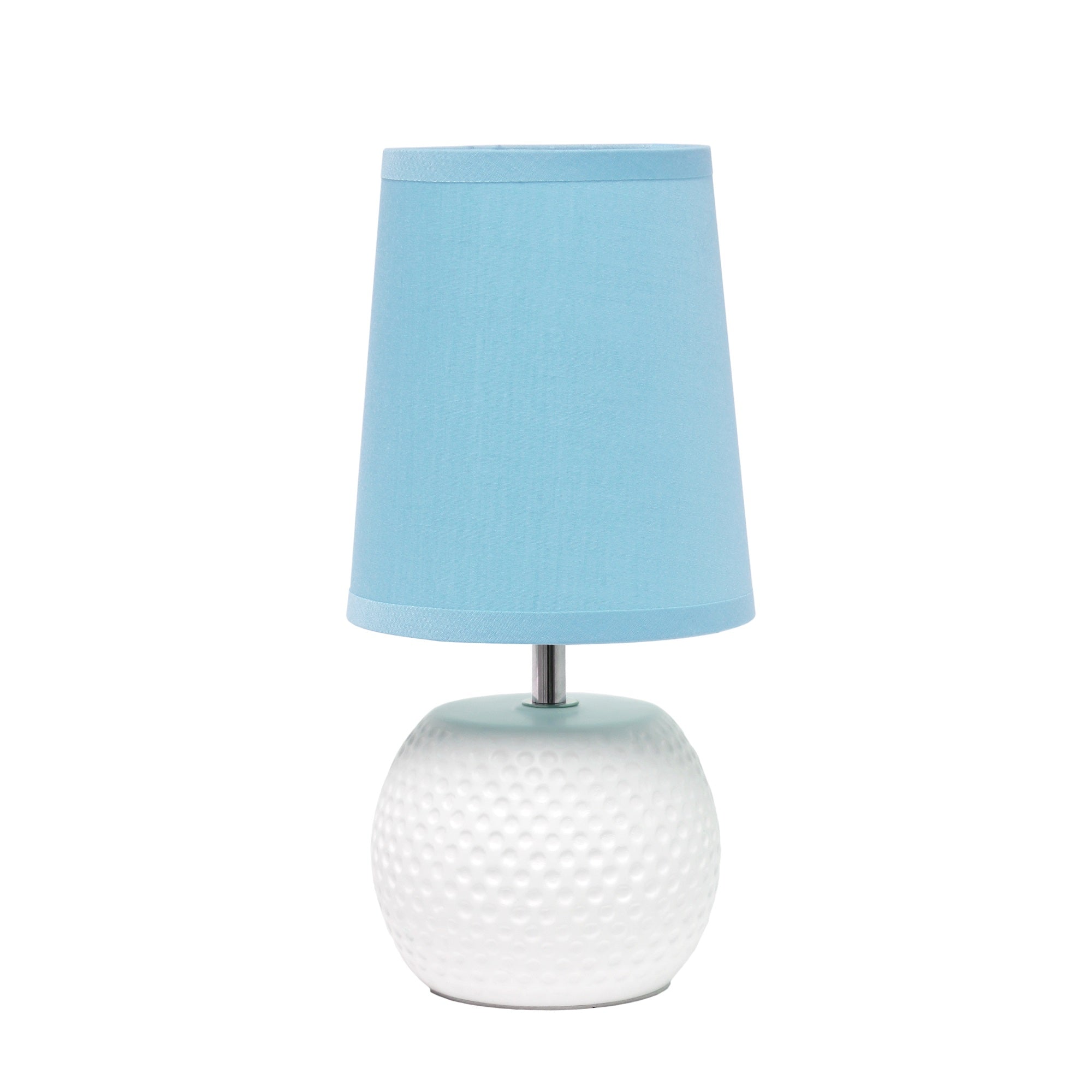 Simple Designs Mini Bedside Table Lamp, Ceramic, Blue Shade, 5.5inL x 5.5inW x 11.37inH, Model LT2084-BLU
