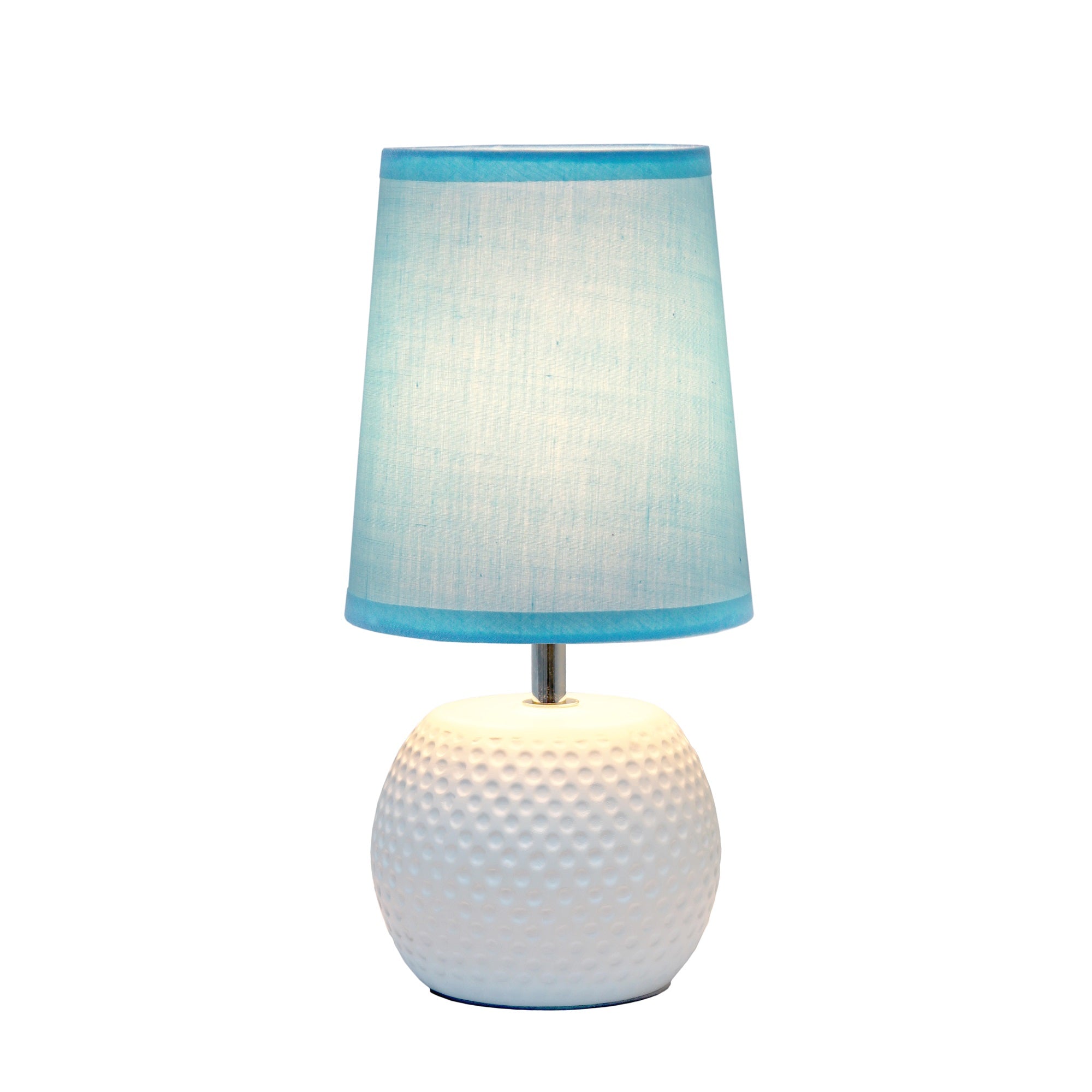 Simple Designs Mini Bedside Table Lamp, Ceramic, Blue Shade, 5.5inL x 5.5inW x 11.37inH, Model LT2084-BLU