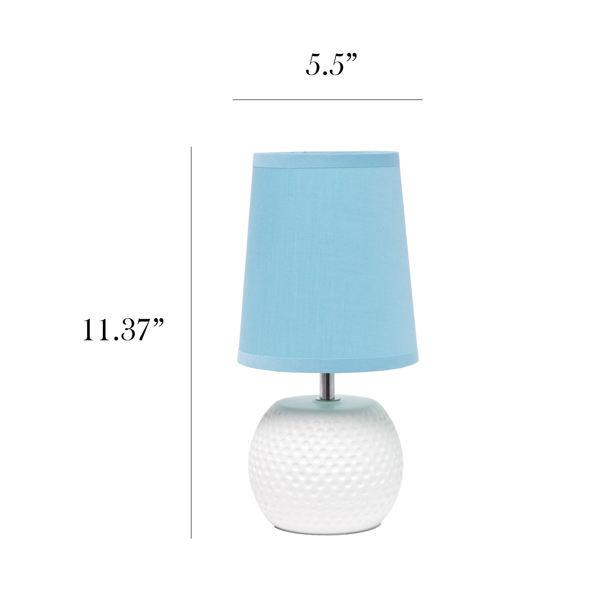 Simple Designs Mini Bedside Table Lamp, Ceramic, Blue Shade, 5.5inL x 5.5inW x 11.37inH, Model LT2084-BLU