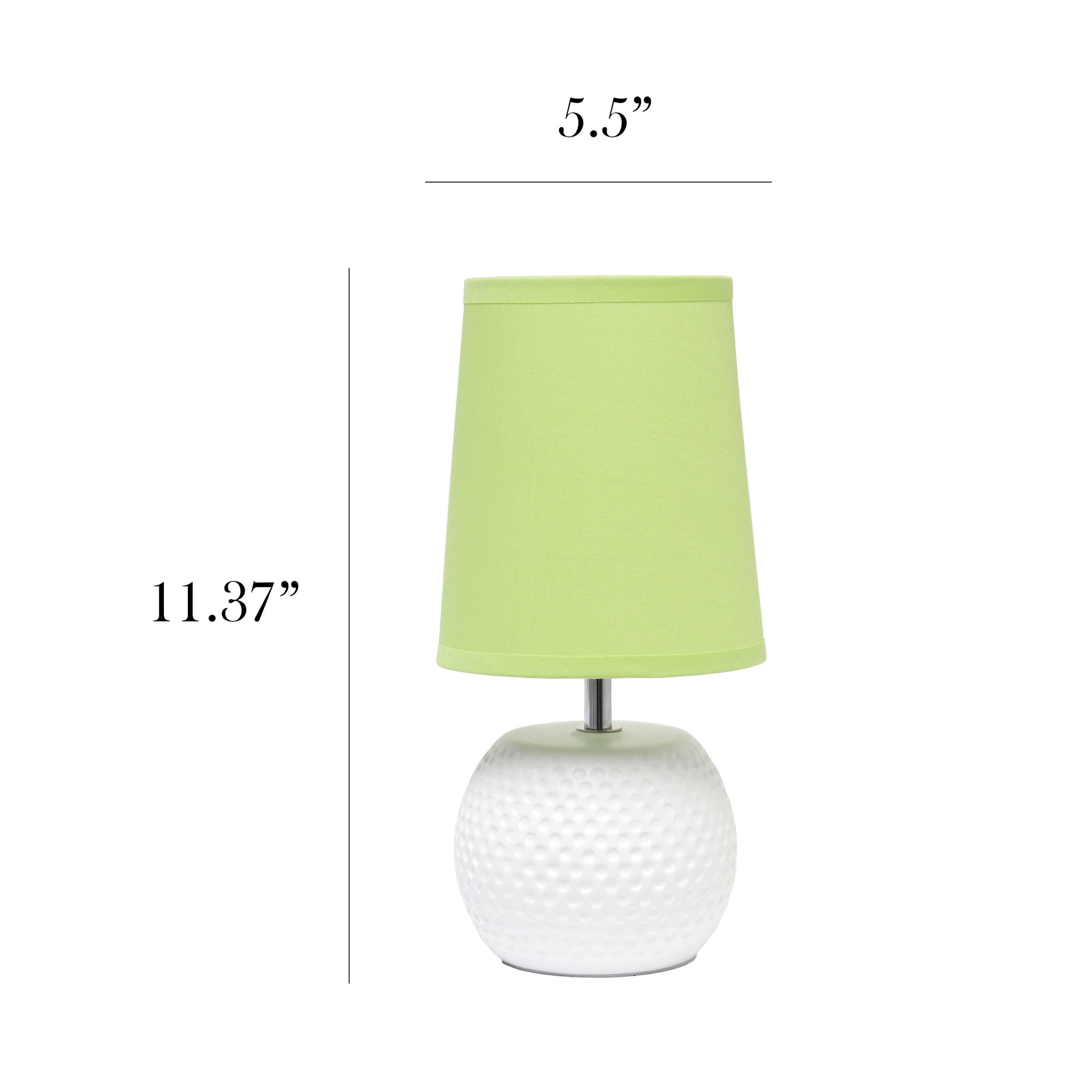 Simple Designs Mini Table Lamp, Ceramic, 5.5inL x 5.5inW x 11.37inH, Green Shade, Model LT2084-GRN