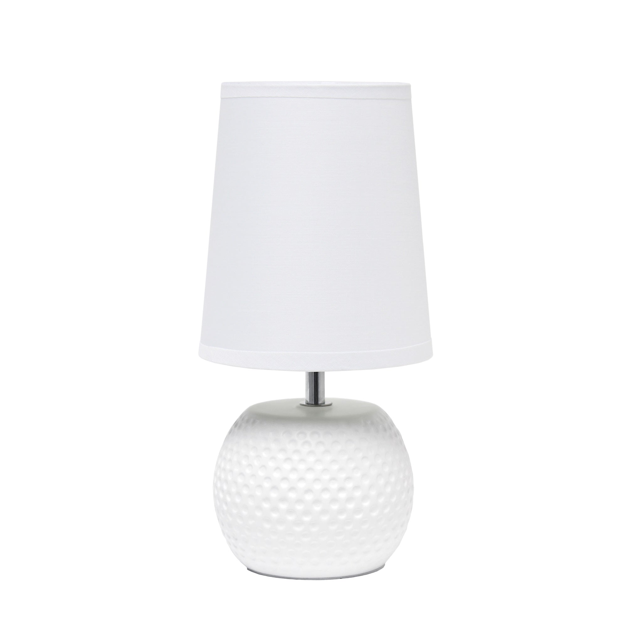 Simple Designs LT2084-WHT Mini Ceramic Bedside Table Lamp, 5.5inx5.5inx11.37in, White Shade, Textured Finish