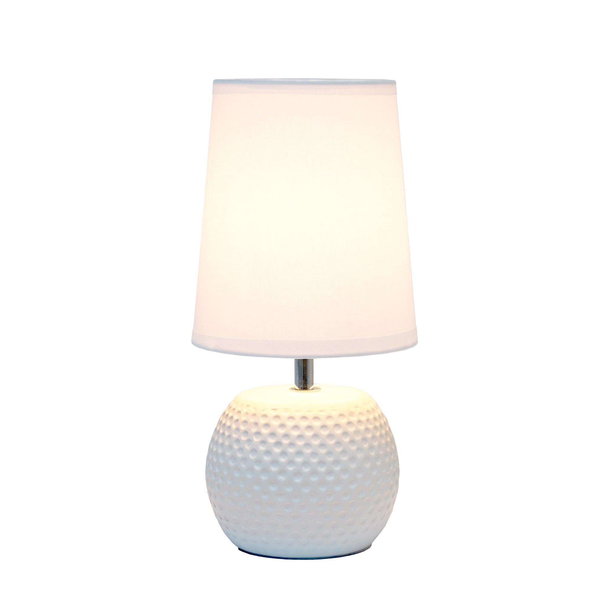 Simple Designs LT2084-WHT Mini Ceramic Bedside Table Lamp, 5.5inx5.5inx11.37in, White Shade, Textured Finish