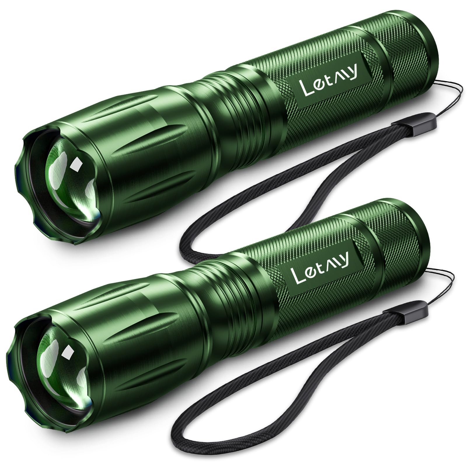 Letmy green tactical flashlight set with zoom