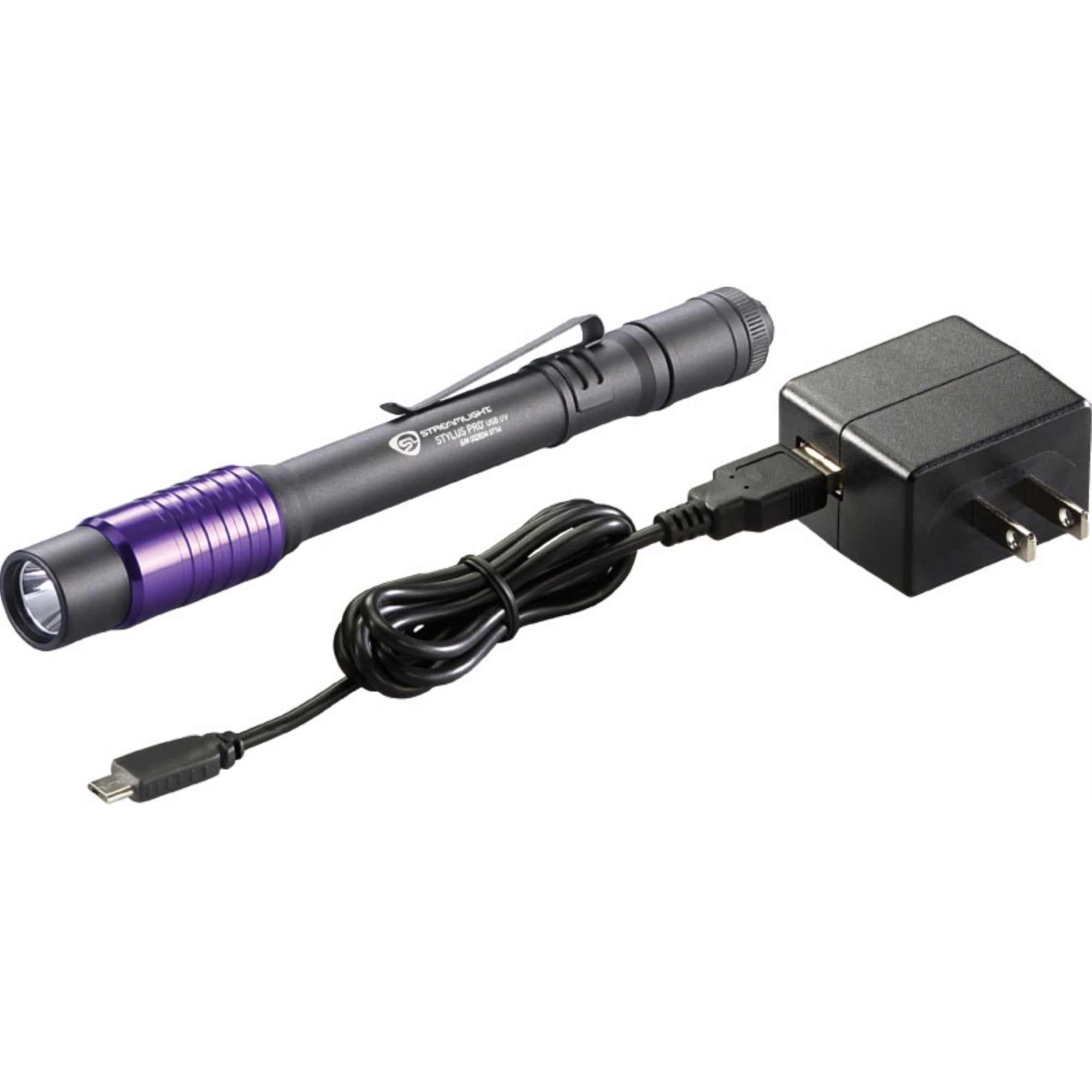 Streamlight Stylus Pro USB Penlight, 400nm UV, USB Rechargeable, Aluminum, Model 66148, Black