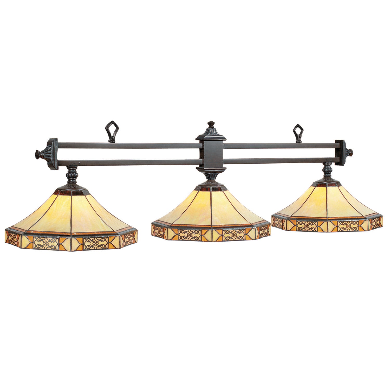 RAM 56in Mission Filigree 3-Light Billiard Pendant Light, Metal, Multicoloured
