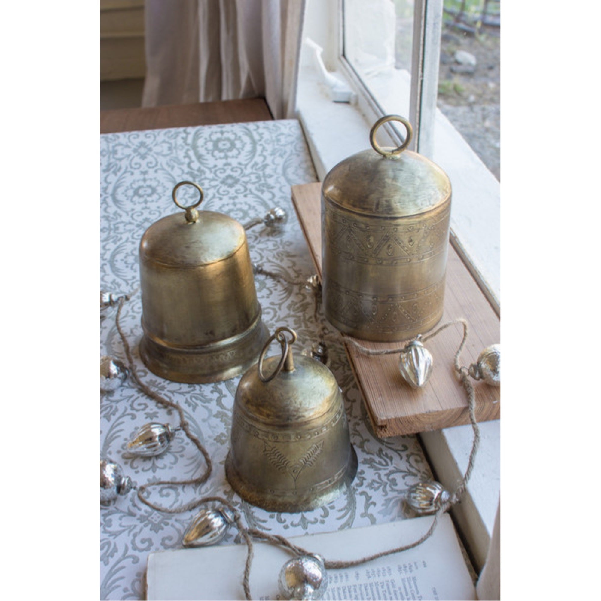 Set Of Three Brass Finish Bells