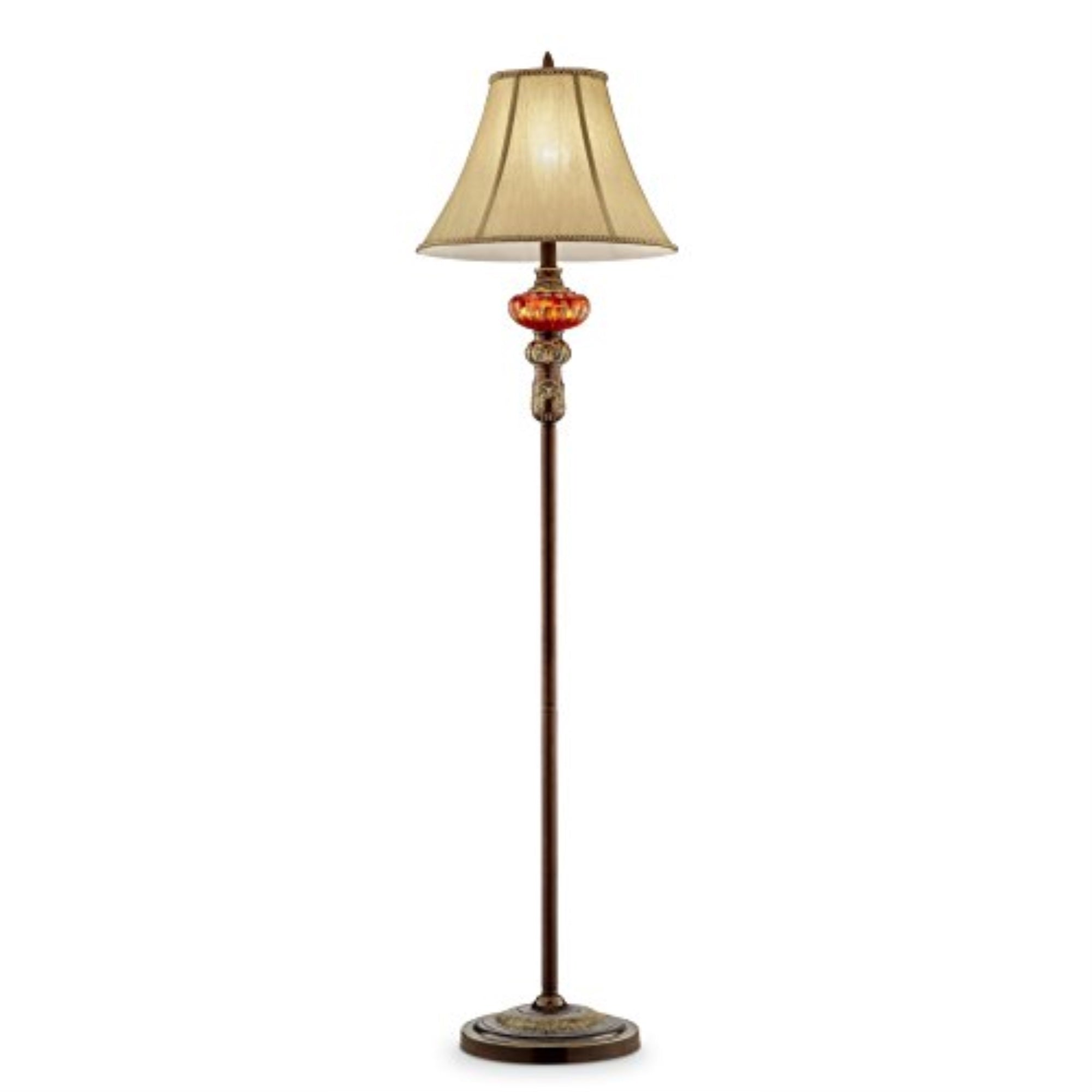 62 inchH Gold Amber Floor Lamp